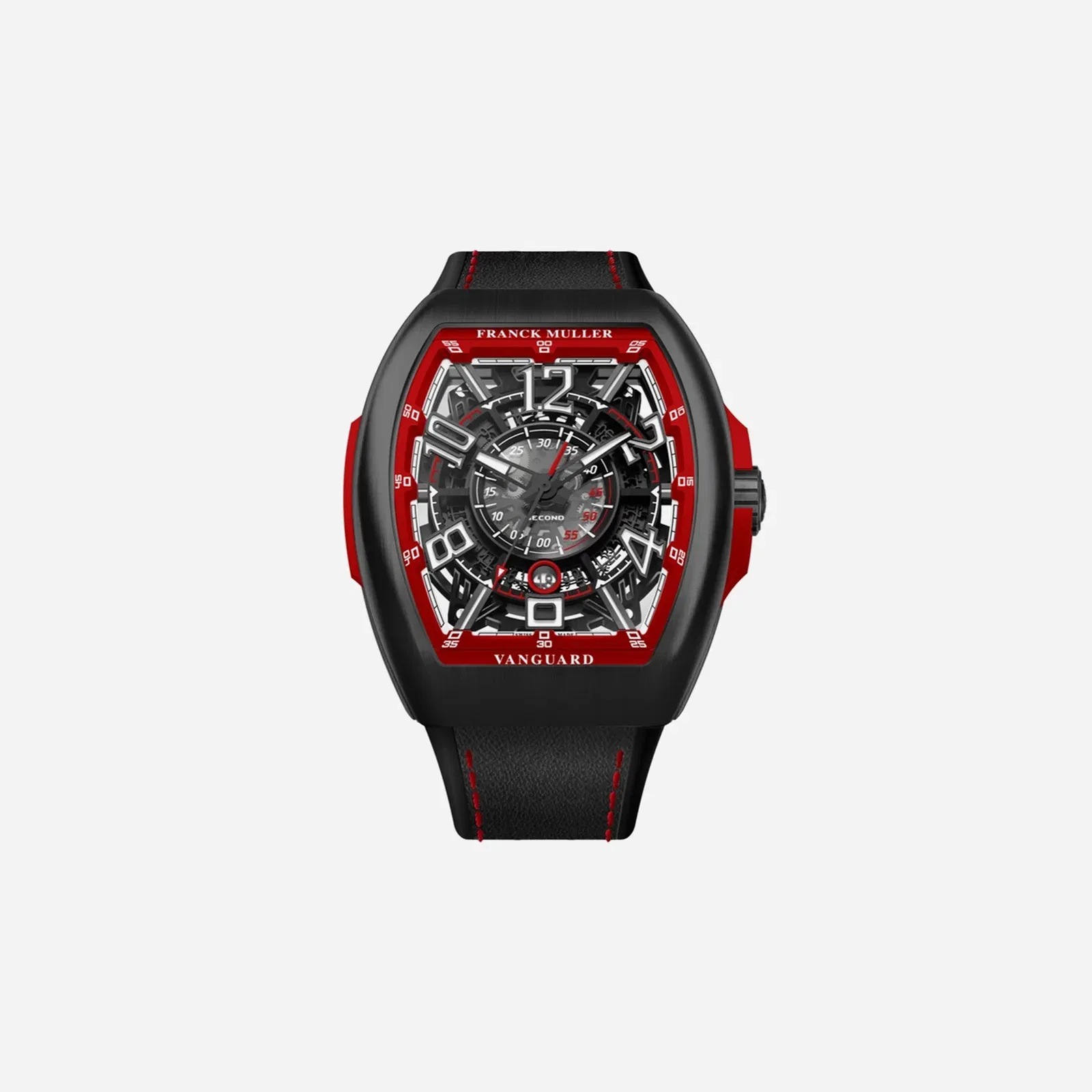 Franck Muller Vanguard Racing Skeleton Dial Leather Strap Watch - V 45 SC DT SQT RCG NR BR (ER)TT