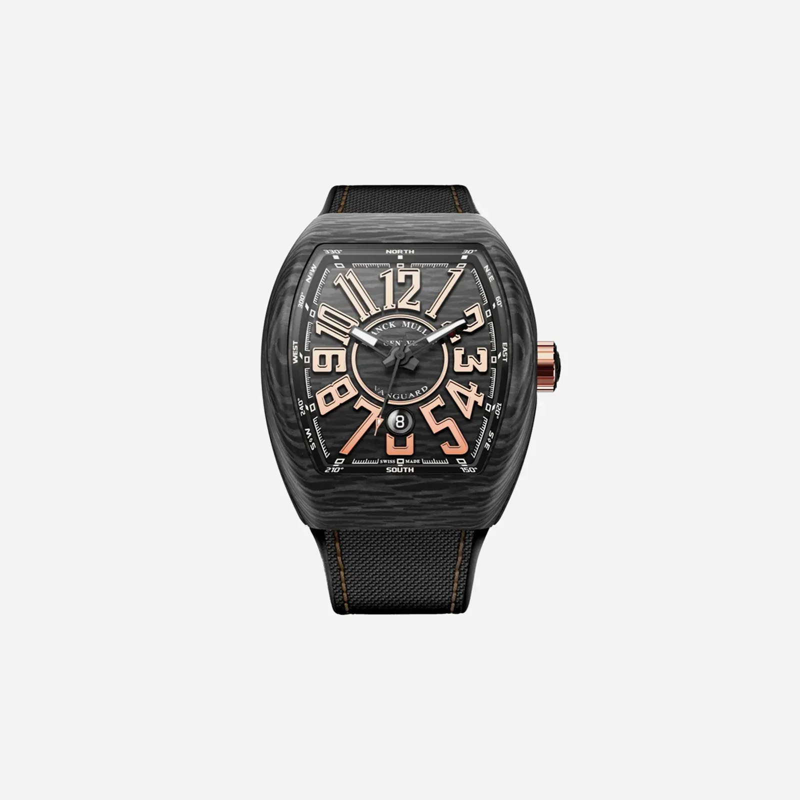 Franck Muller Vanguard Black Dial Nylon Fabric Strap Watch - V 45 SC DT CARBONE NR (BN)