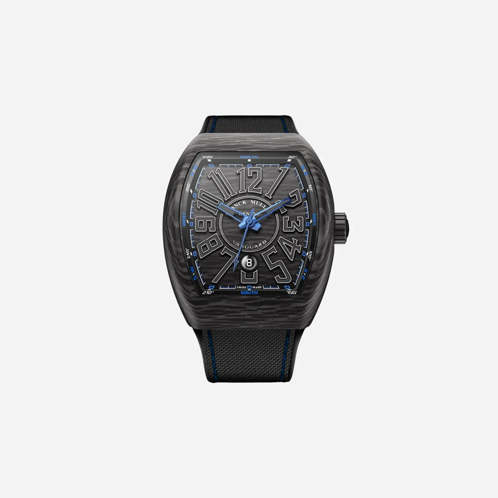 Franck Muller Vanguard Black Dial Nylon Fabric Strap Watch - V 45 SC DT CARBONE NR (BL)