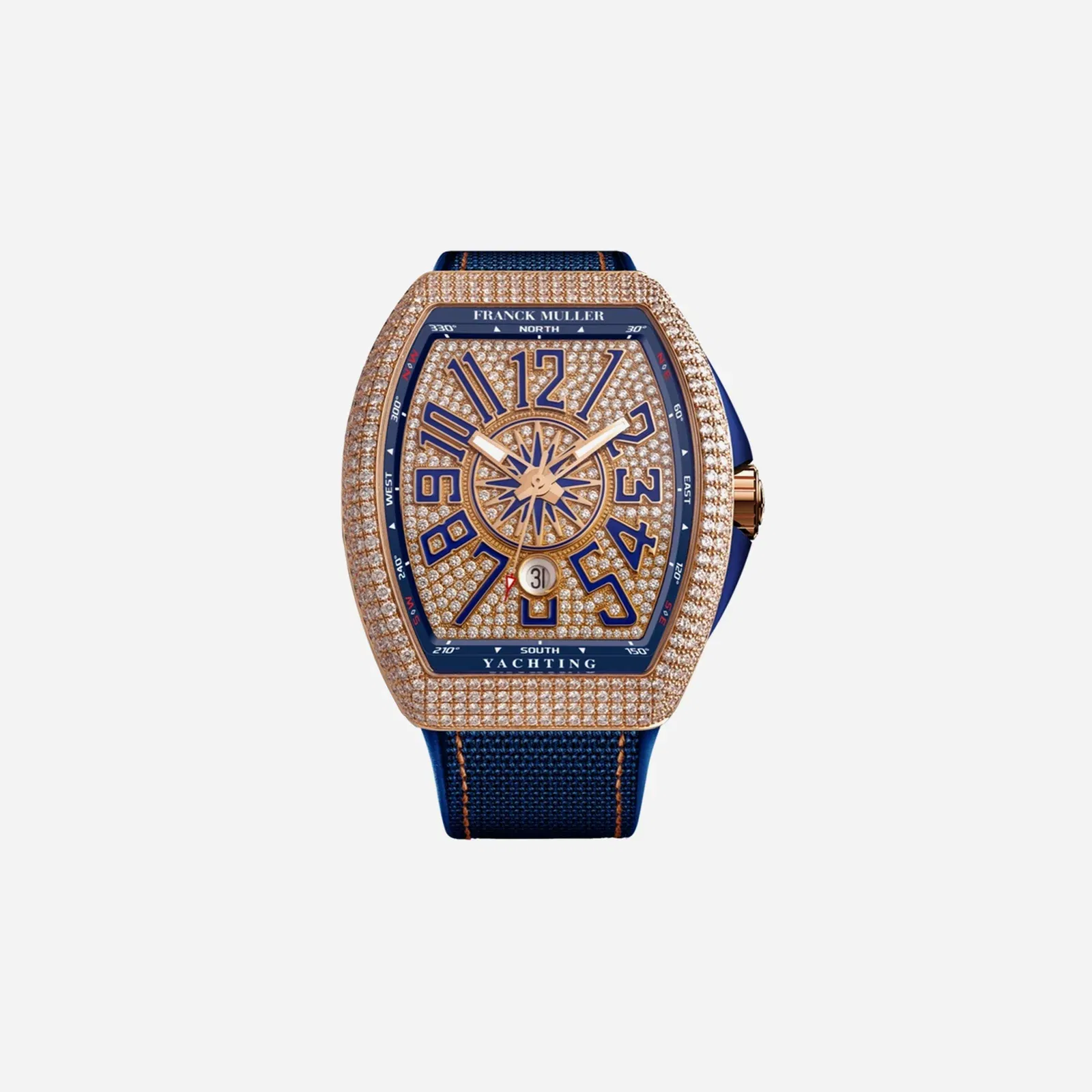 Franck Muller Vanguard Diamonds Dial Nylon Fabric Strap Watch - V 45 SC DT YACHT D CD (BL)5N