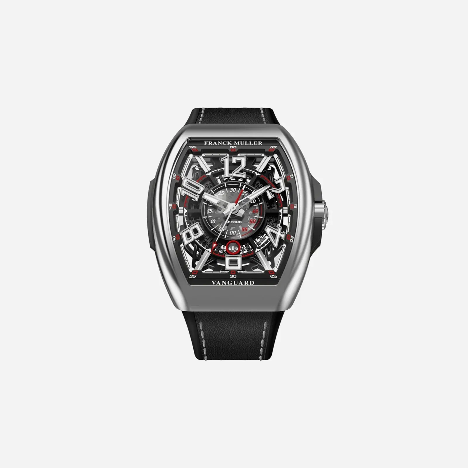 Franck Muller Vanguard Racing Skeleton Dial Leather Strap Watch - V 45 SC DT SQT RCG (NR)AC