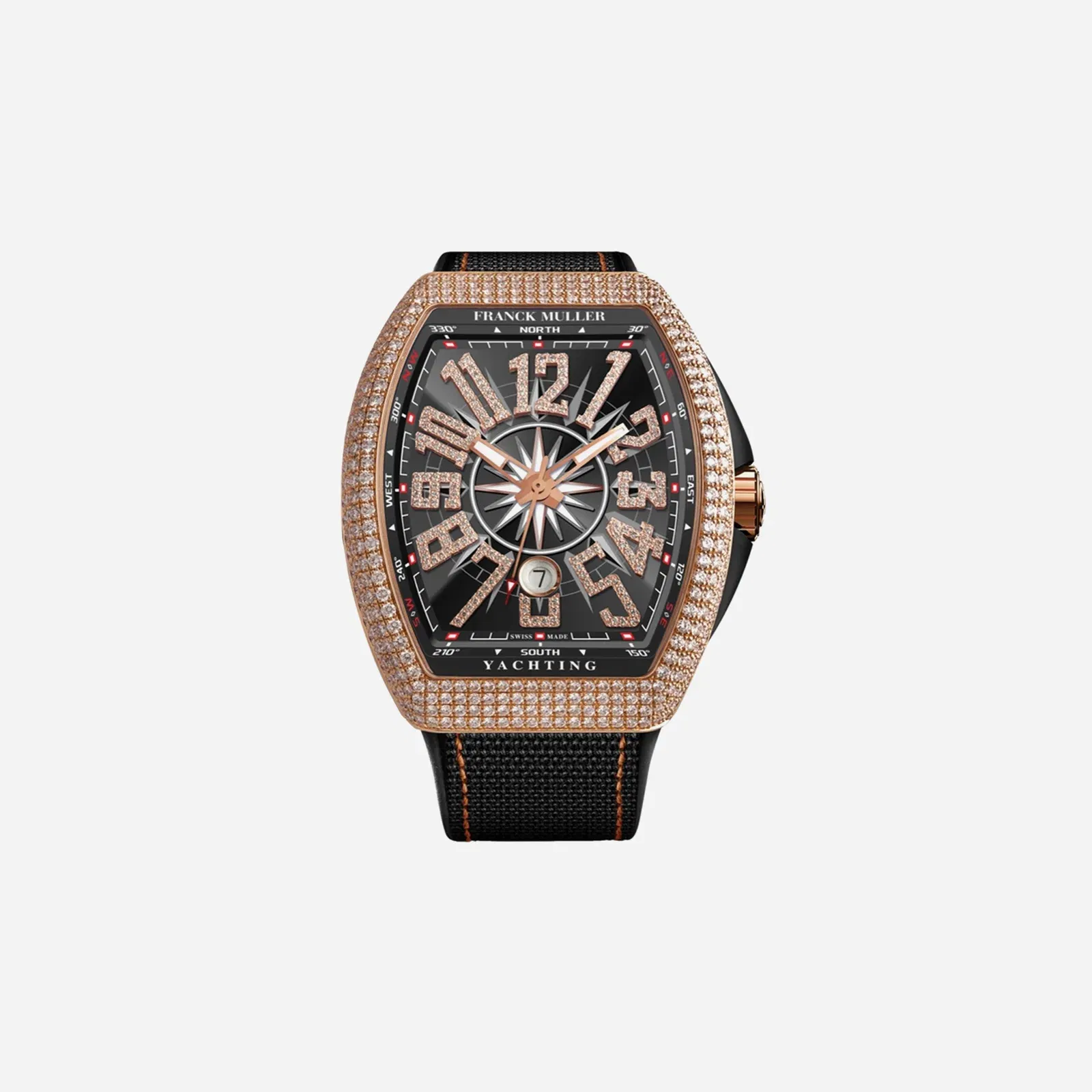 Franck Muller Vanguard Black Dial Nylon Fabric Strap Watch - V 45 SC DT YACHT D NBR CD (NR)5N