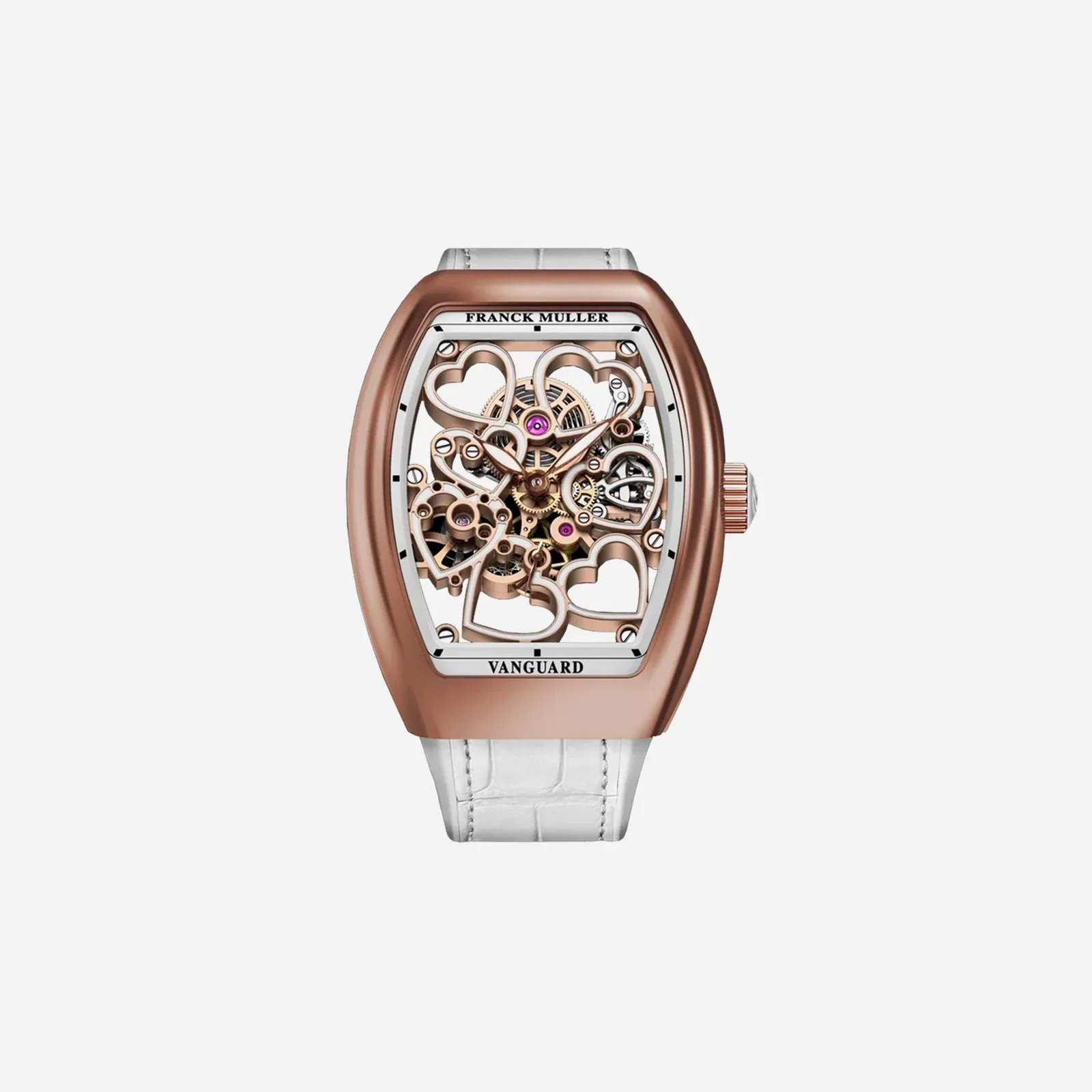 Franck Muller Vanguard Heart Skeleton Skeleton Dial Leather Strap Watch WMNS - V 35 S6 SQT HEART (BC)