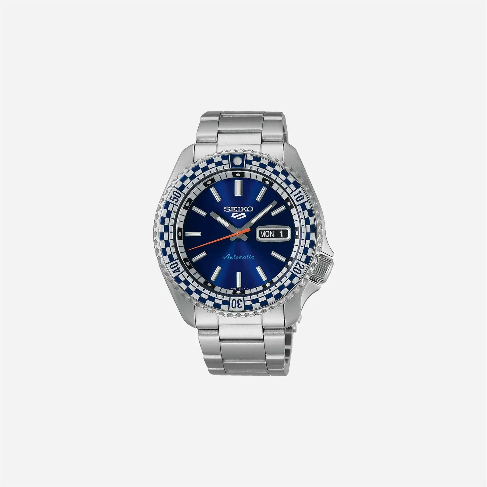 Seiko 5 Sports Petrol Blue Checker Flag Special Edition Blue Dial Stainless Steel Watch - SRPK65K1