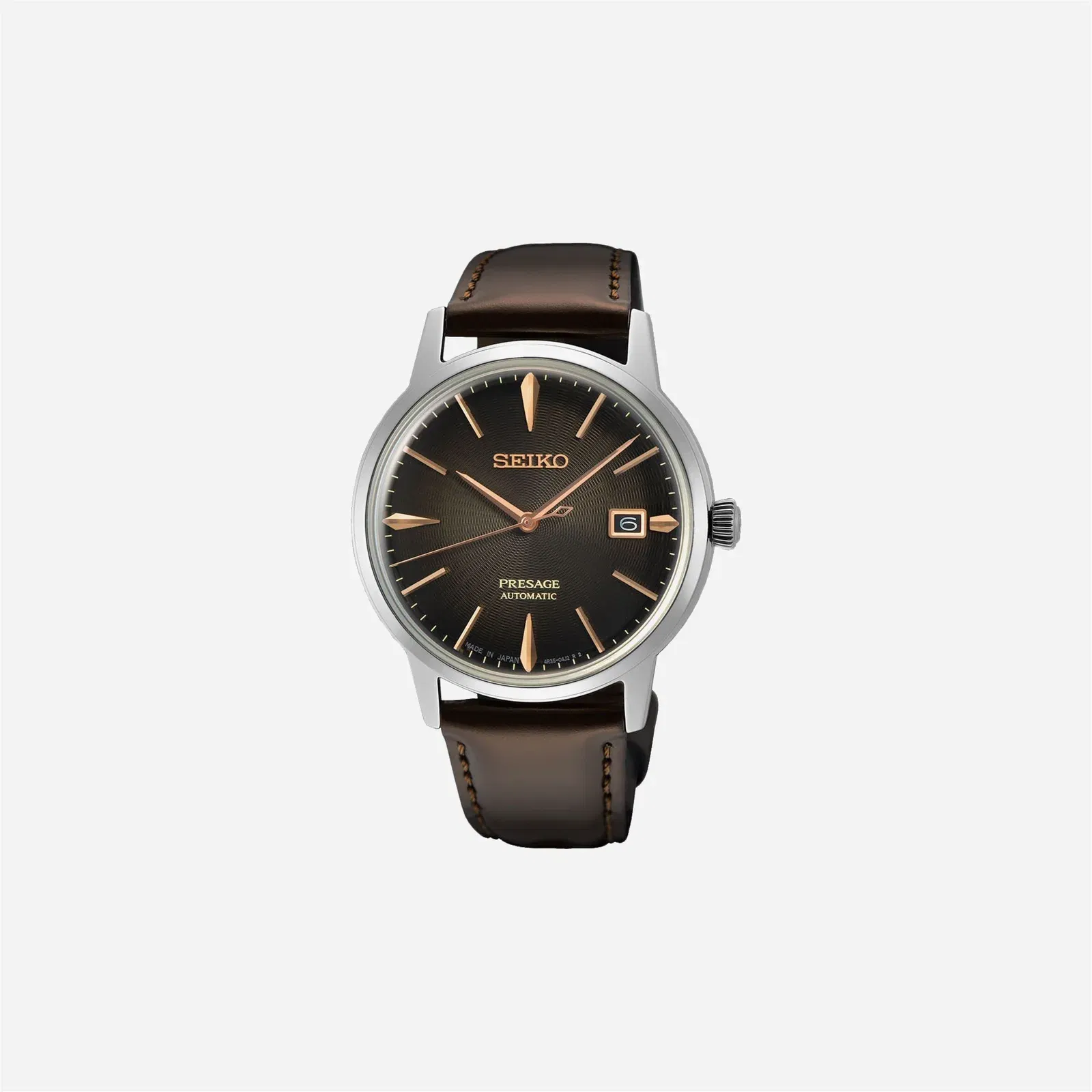 Seiko Presage Cocktail Time The Irish Coffee Dial Leather Strap Watch - SRPJ17J1