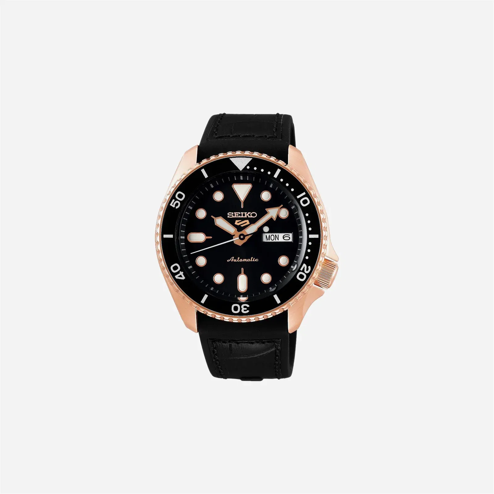 Seiko 5 Sports Automatic Watch Black Dial Silicon Strap Watch - SRPD76K1