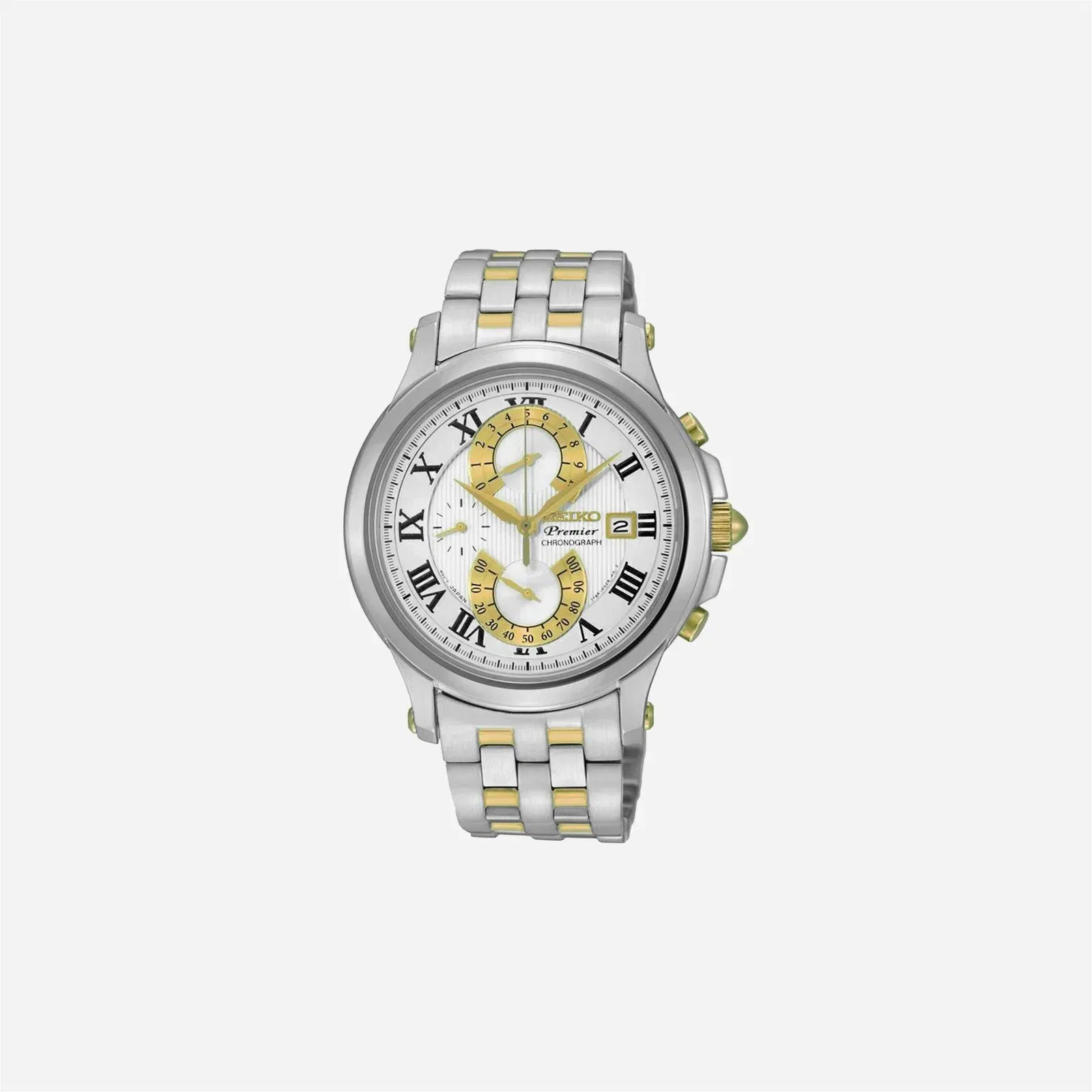 Seiko Premier Chronograph Quartz Dial Stainless Steel Watch Yellow Gold PVD - SPC068P1