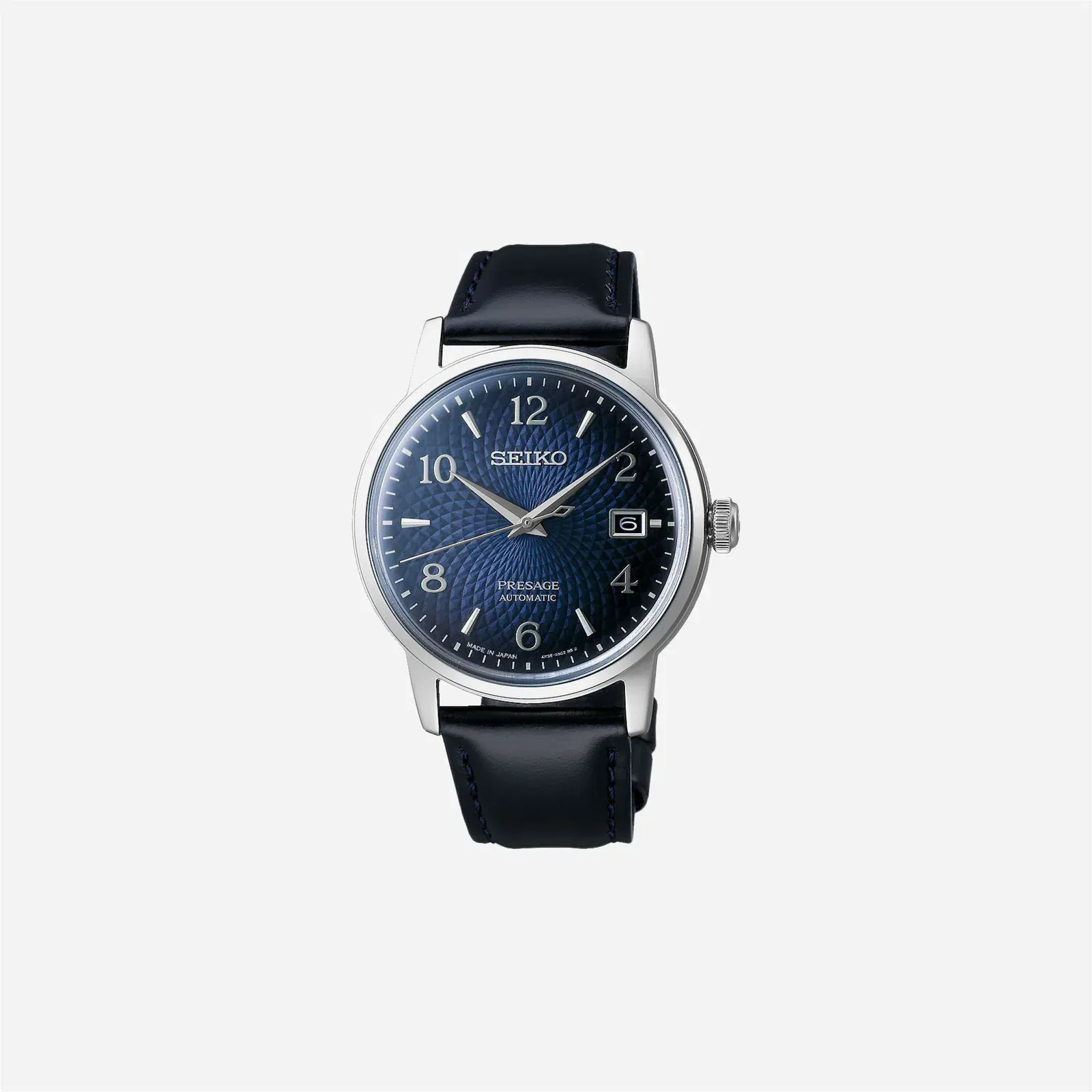 Seiko Presage Cocktail Time Old Clock Watch Blue Dial Leather Strap Watch - SRPE43J1