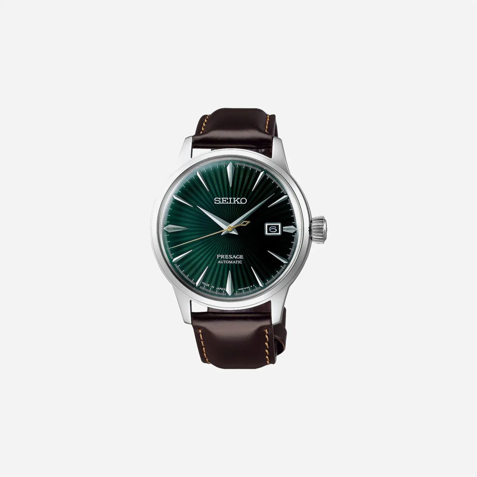 Seiko Presage Automatic Watch Green Dial Leather Strap Watch - SRPD37J1