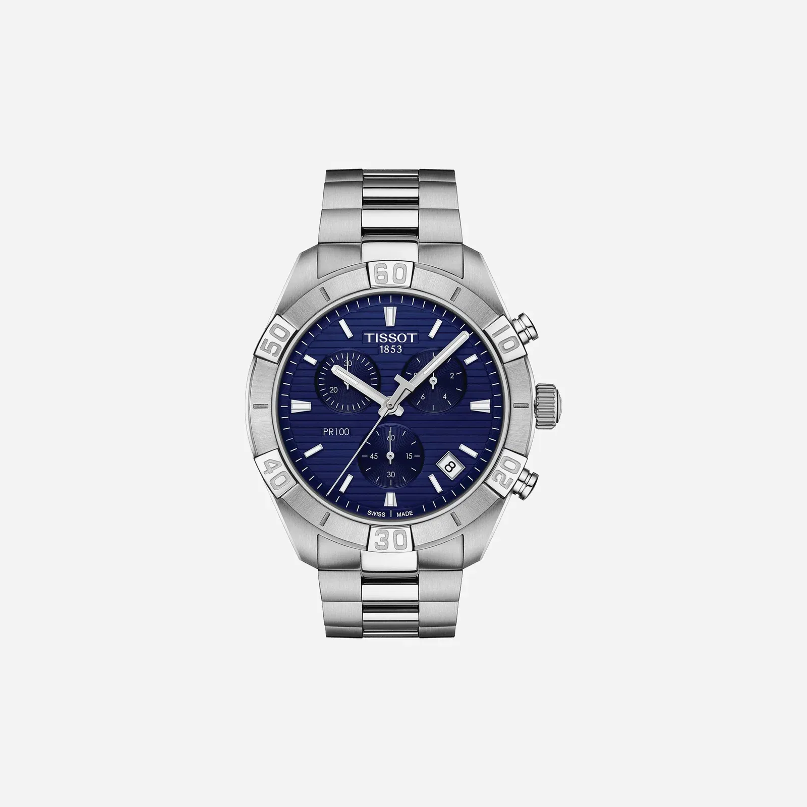 Tissot PR 100 Sport Gent Chronograph Blue Dial Silver Stainless Steel Strap Watch