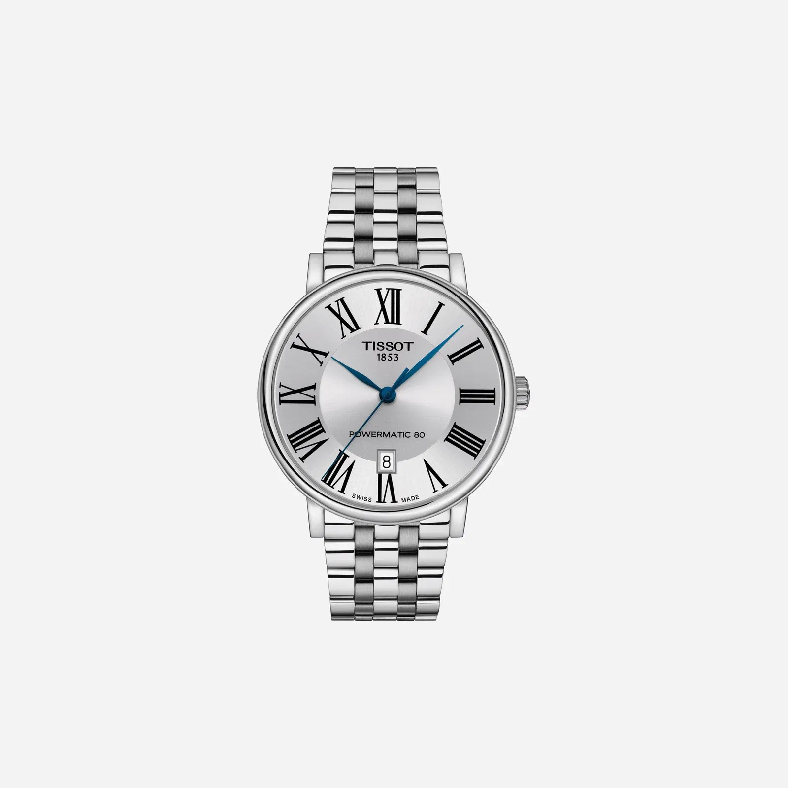 Tissot Carson Premium Powermatic 80 Leaf Dial Silver Stainless Steel Strap Watch