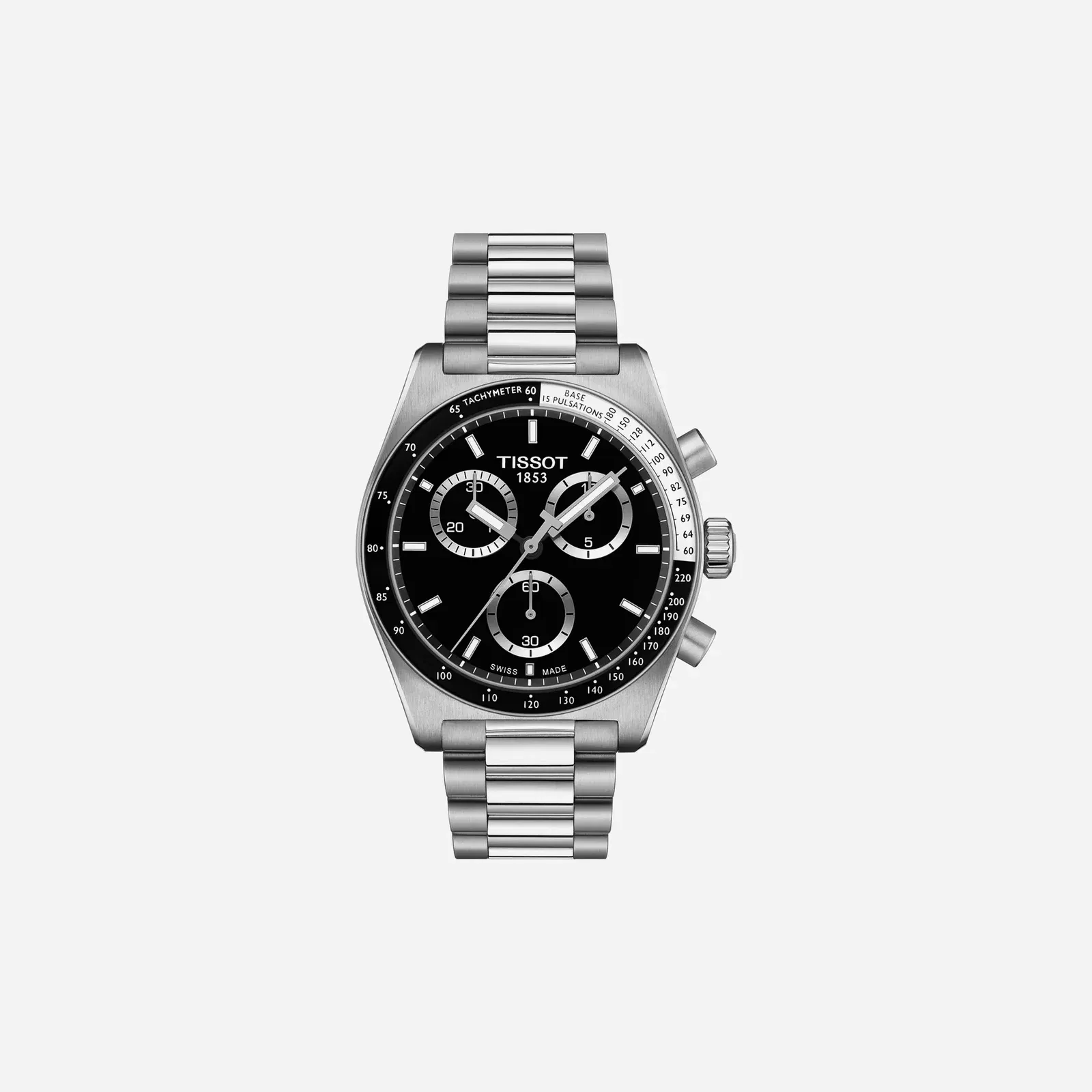 Tissot PR516 Chronograph Black Dial Silver Stainless Steel Watch