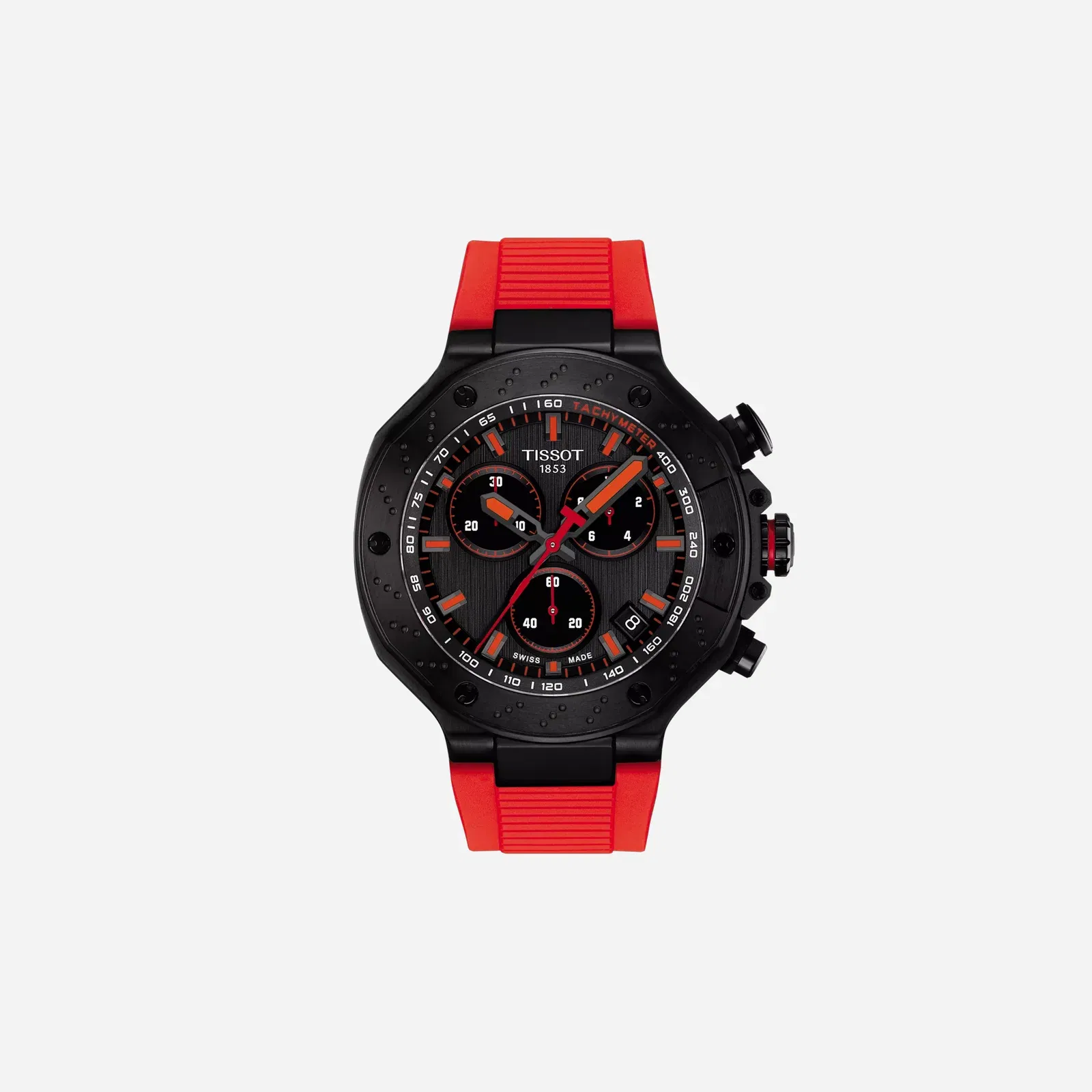 Tissot T-Race Quartz Chronograph Grey Dial Red Silicone Strap Watch