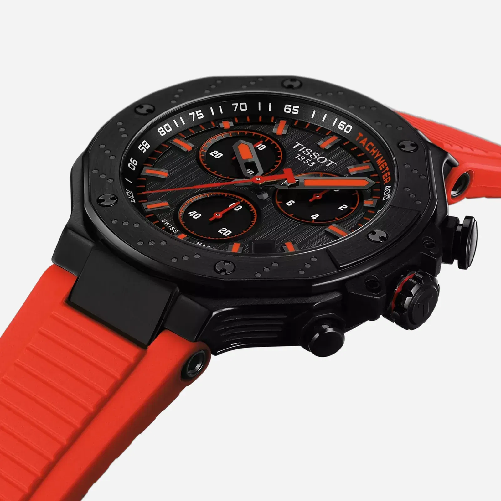 Tissot T-Race Quartz Chronograph Grey Dial Red Silicone Strap Watch