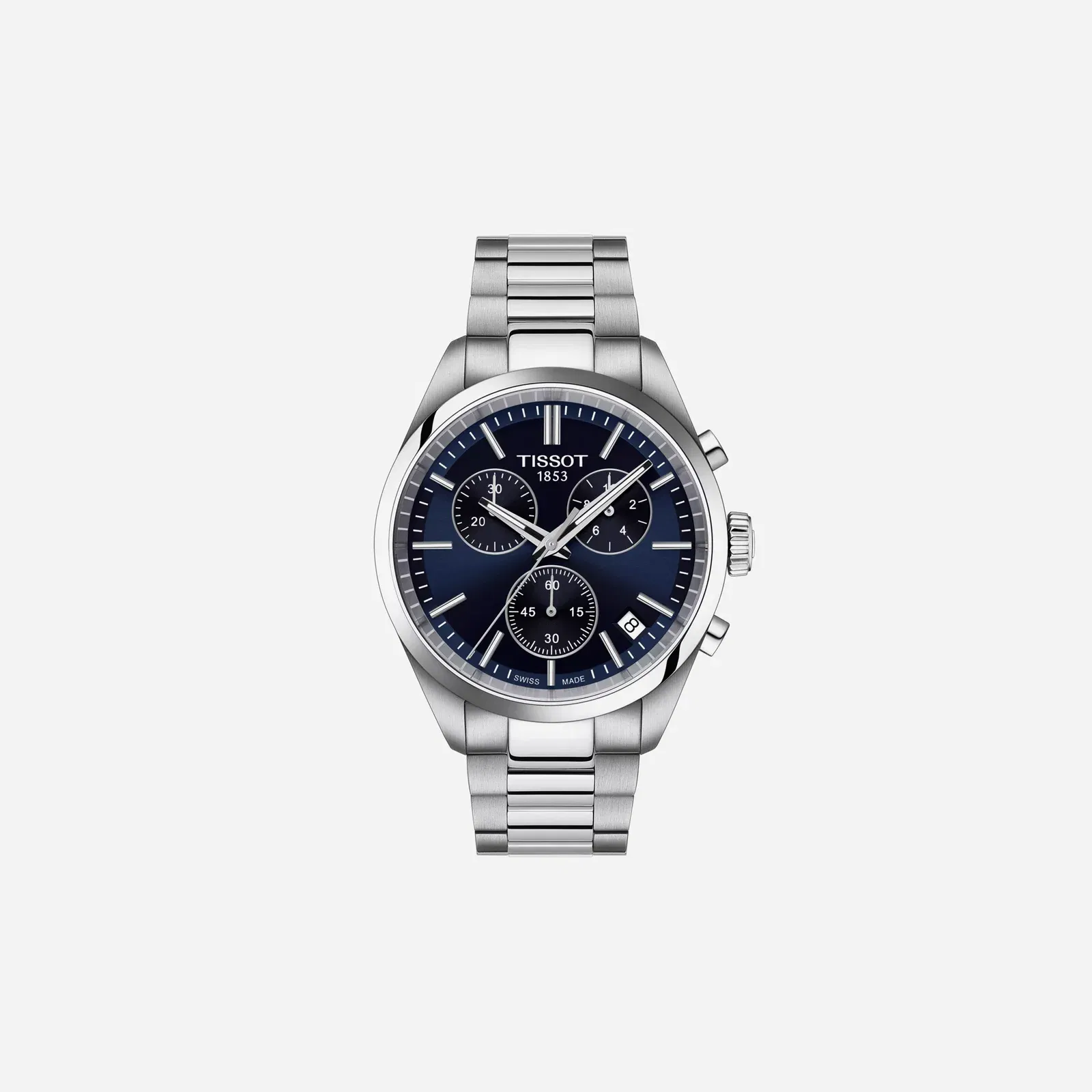Tissot PR 100 Chronograph Blue Dial Silver Stainless Steel Watch - 40 mm