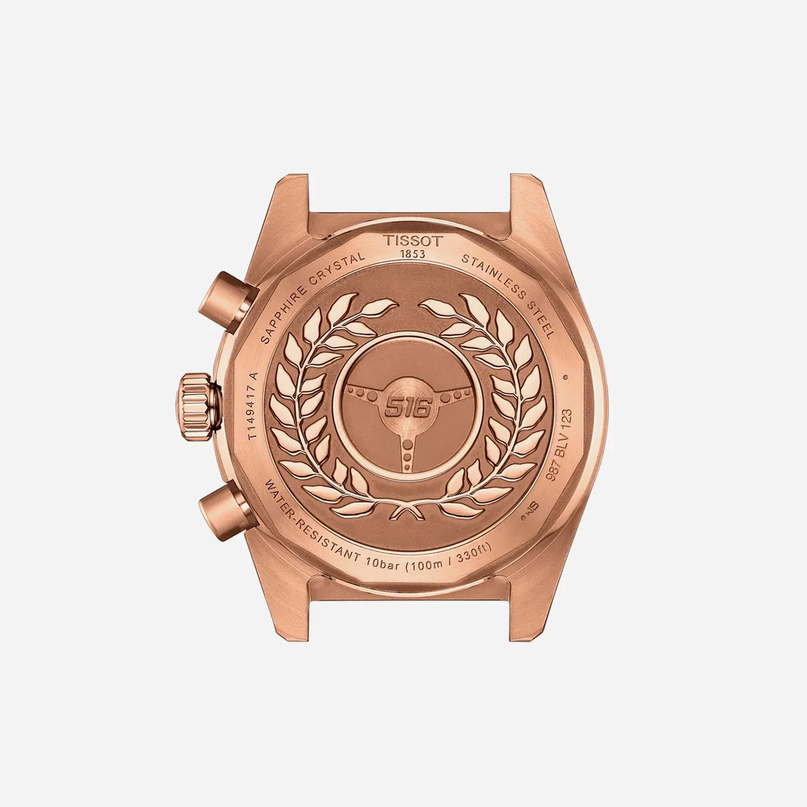 Tissot PR516 Quartz Chronograph Black Dial Rose Gold Stainless Steel Rose Gold PVD Strap Watch