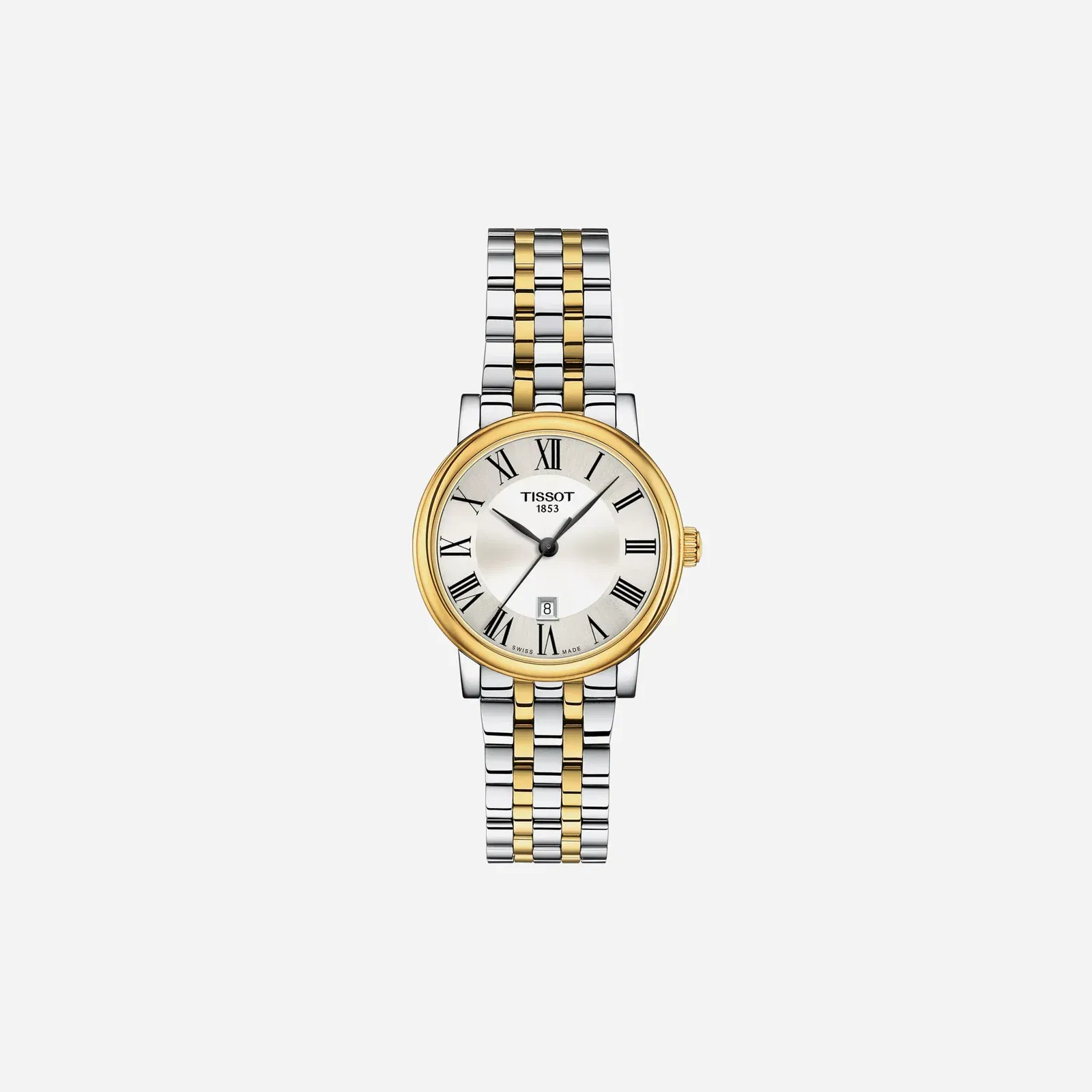 Tissot Carson Premium Lady Leaf Dial Silver & Yellow Gold Stainless Steel Yellow Gold PVD Strap Watch