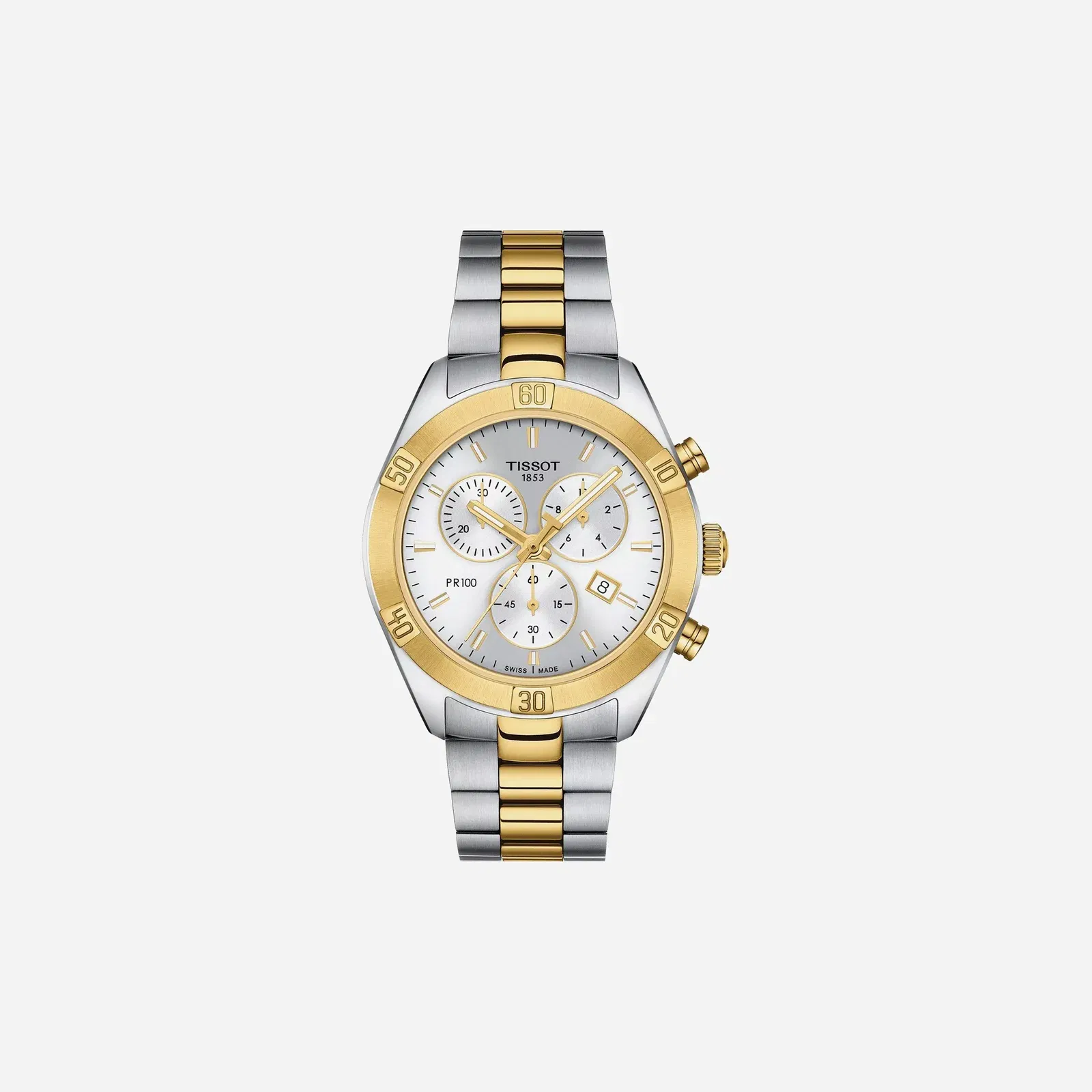 Tissot PR 100 Sport Chic Chronograph Quartz Dial Grey & Yellow Gold Stainless Steel Yellow Gold PVD Strap Watch