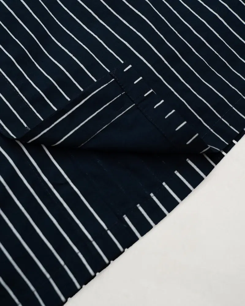 HASHWAY ARCHIVES EMBROIDERED STRIPED SHIRT - NAVY
