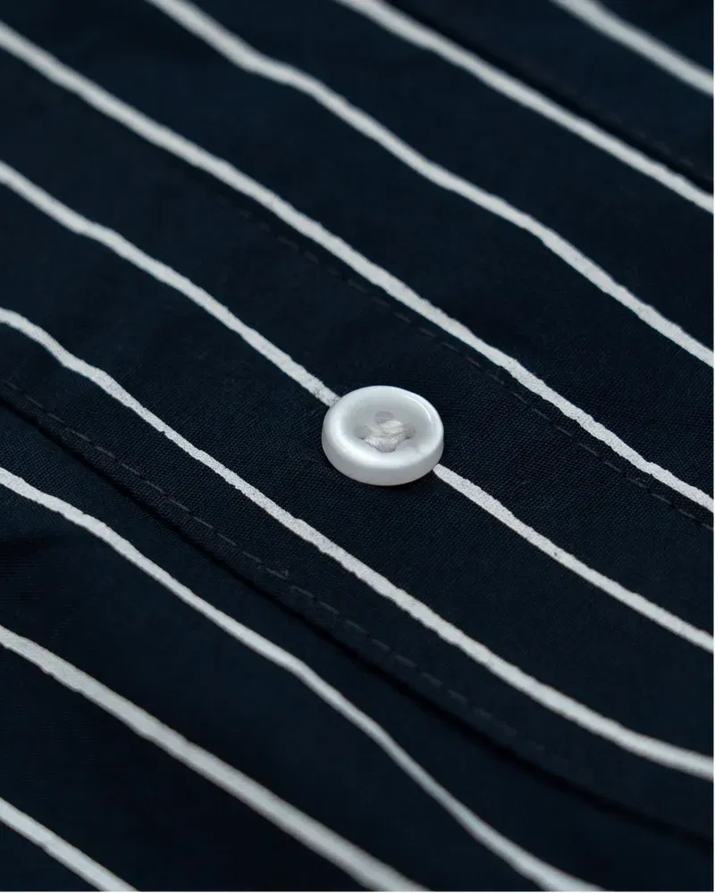 HASHWAY ARCHIVES EMBROIDERED STRIPED SHIRT - NAVY