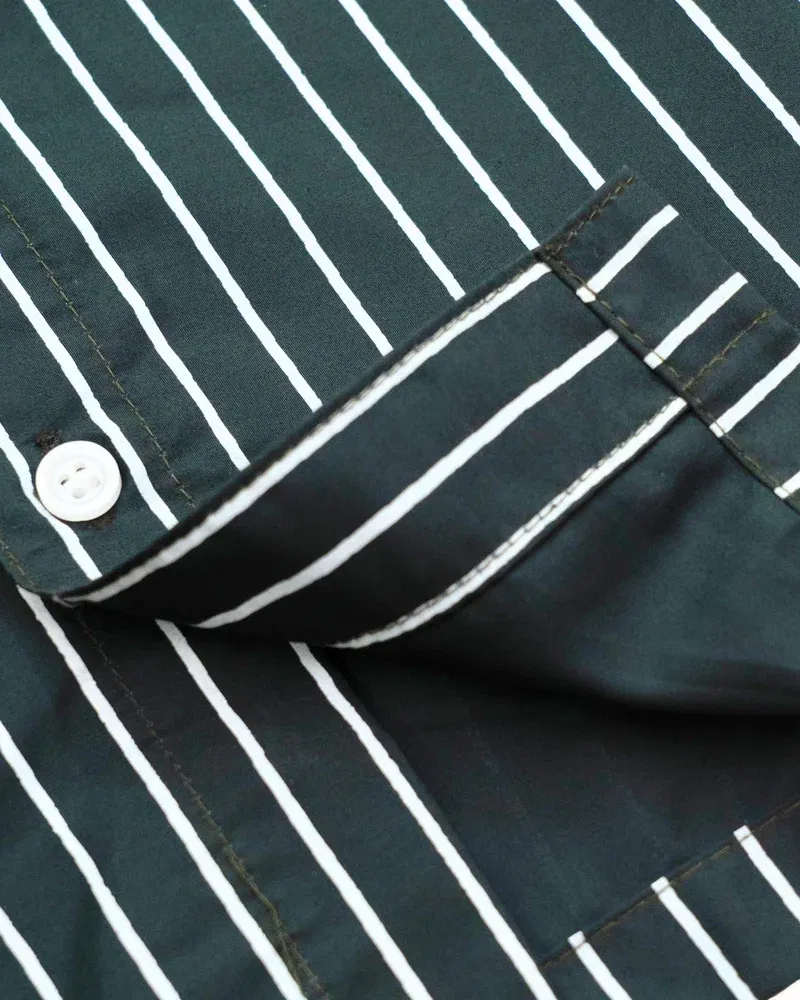 HASHWAY ARCHIVES STRIPED SHIRT- FOREST GREEN
