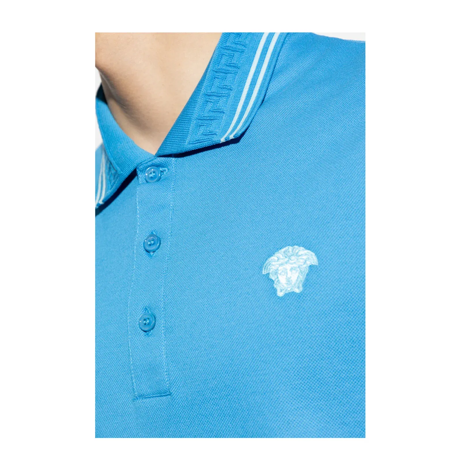 Men's Knitted Polo Shirt Light Blue