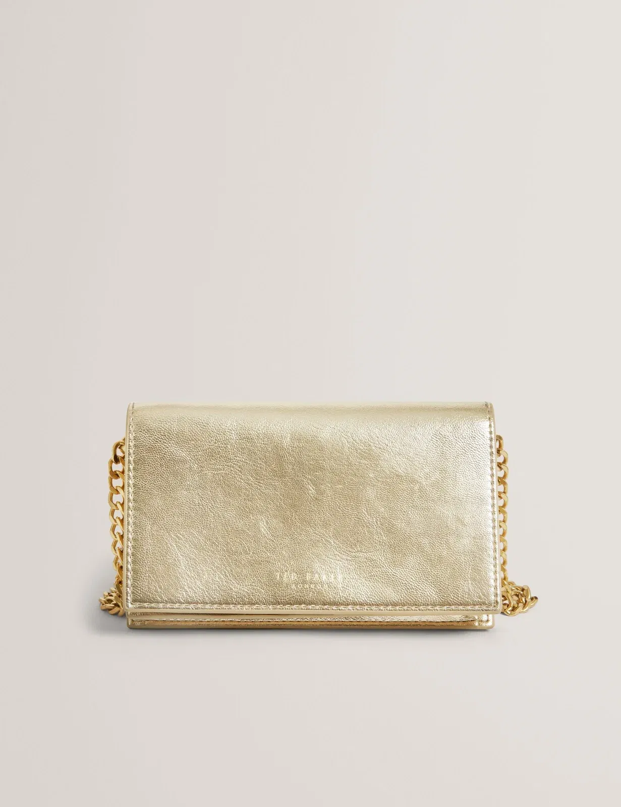 Ted Baker Mahiraa Metallic Faux Leather Crossbody Wallet Bag Gold Women's