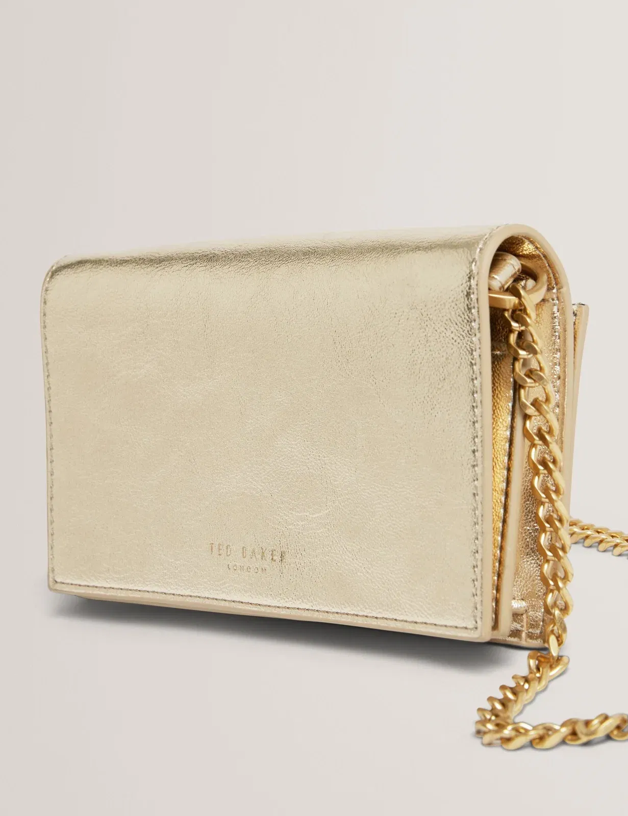 Ted Baker Mahiraa Metallic Faux Leather Crossbody Wallet Bag Gold Women's