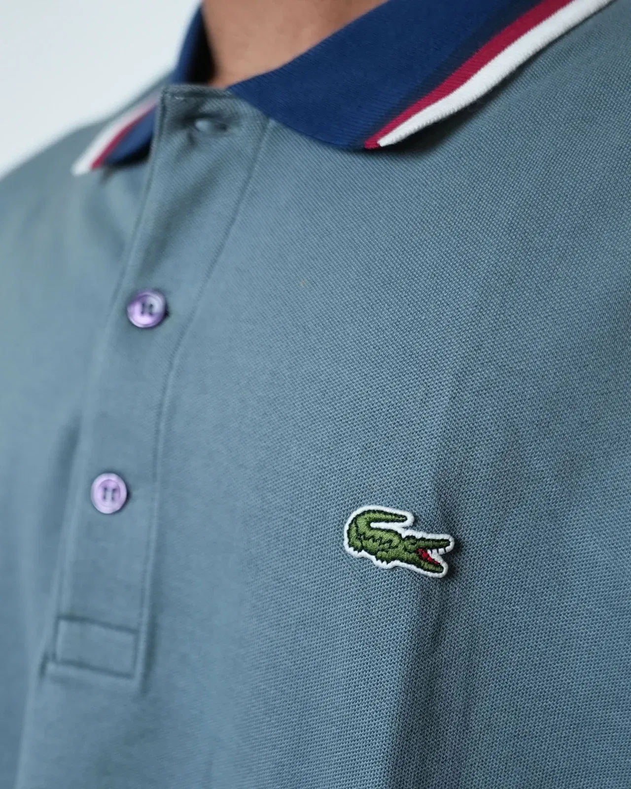 Lacoste Grey Polo Neck T-Shirt (XL)