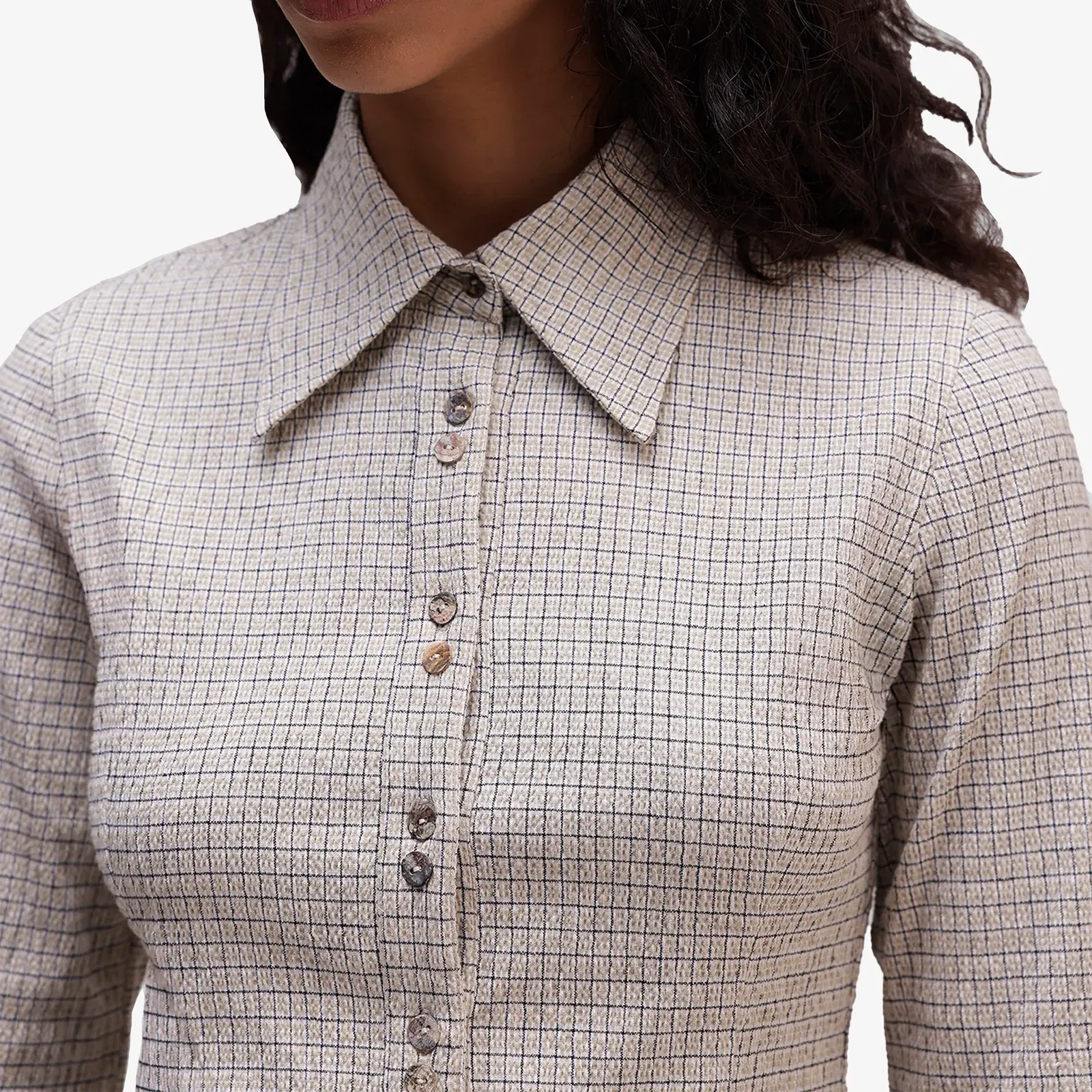 ALMOST GODS CONCH PLAID SHIRT { BEIGE