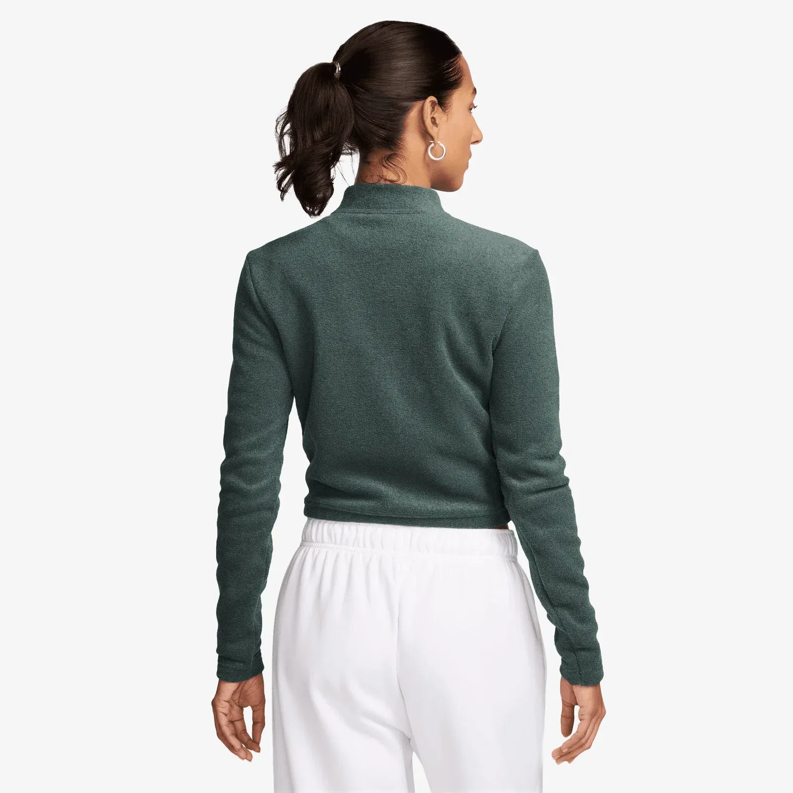 NIKE SLIM LONG-SLEEVE COZY FLEECE 1/2-ZIP TOP { VINTAGE GREEN/BICOASTAL