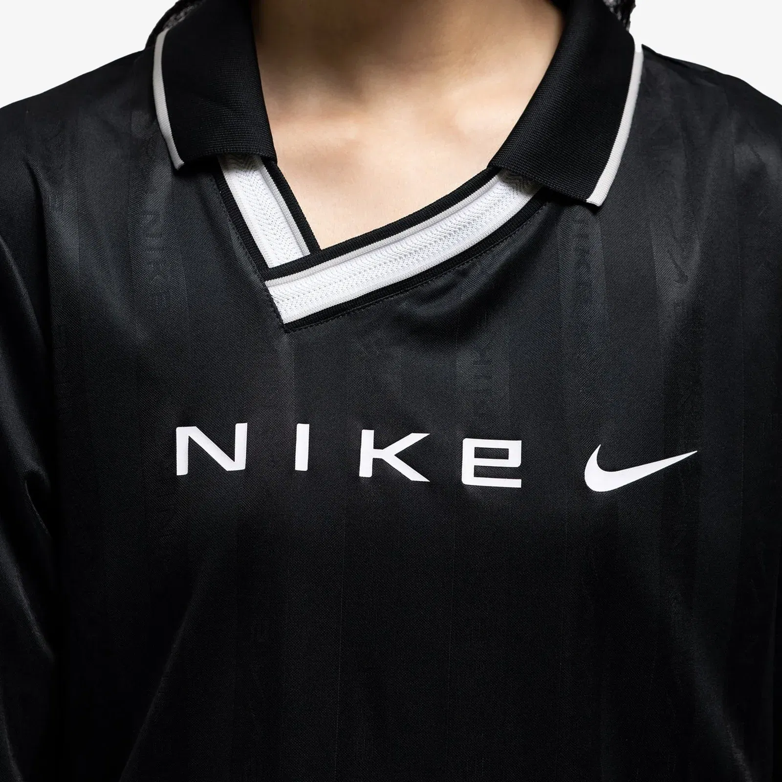 NIKE AS W NSW CLLCTN DF JQRD LS JSY { BLACK/LT IRON ORE/WHITE