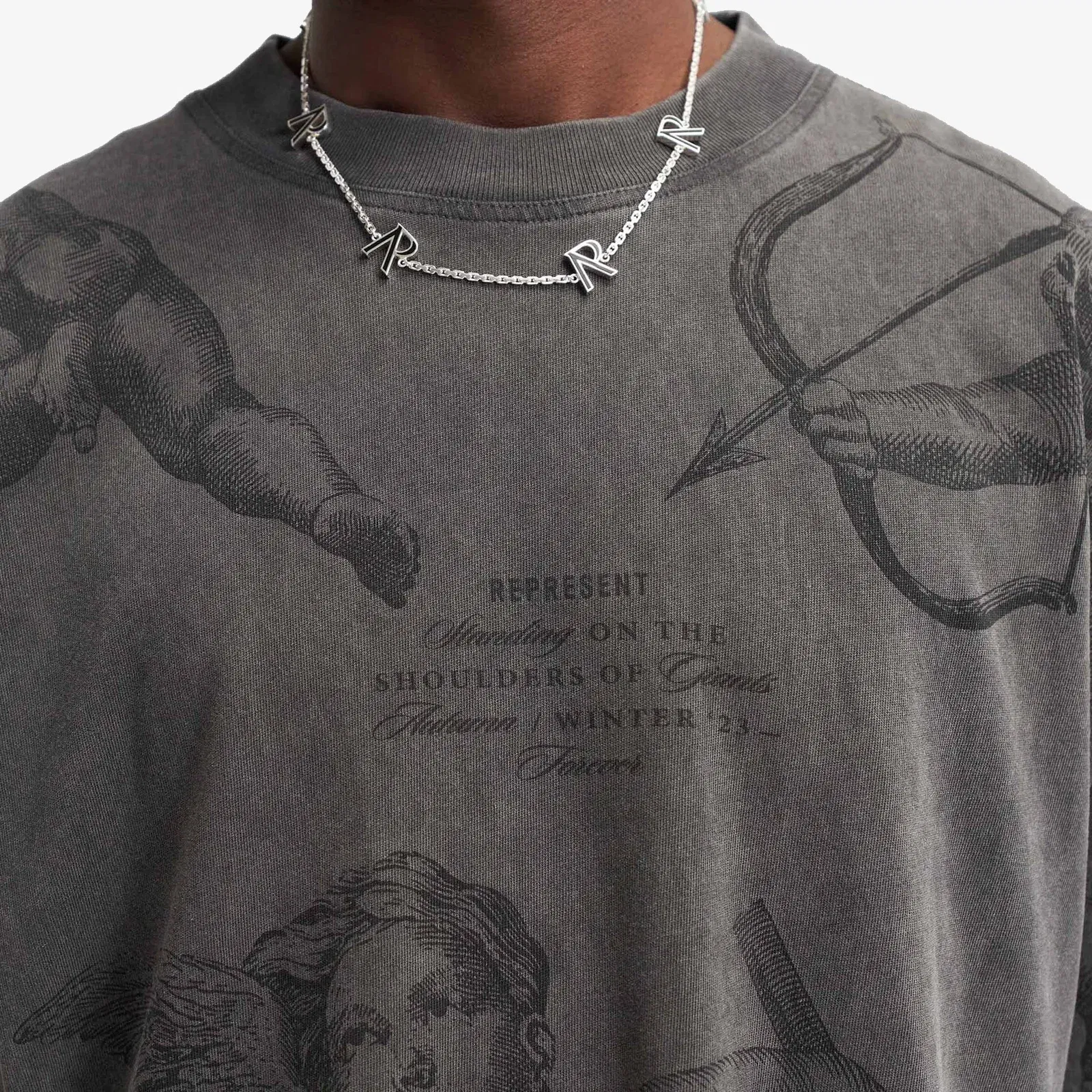 Represent CHERUB ALL OVER T-SHIRT { VINTAGE GREY