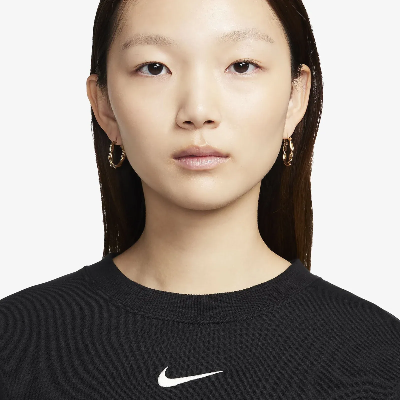 Nike SPORTSWEAR PHOENIX FLEECE CREW-NECK TERRY { BLACK/SAIL