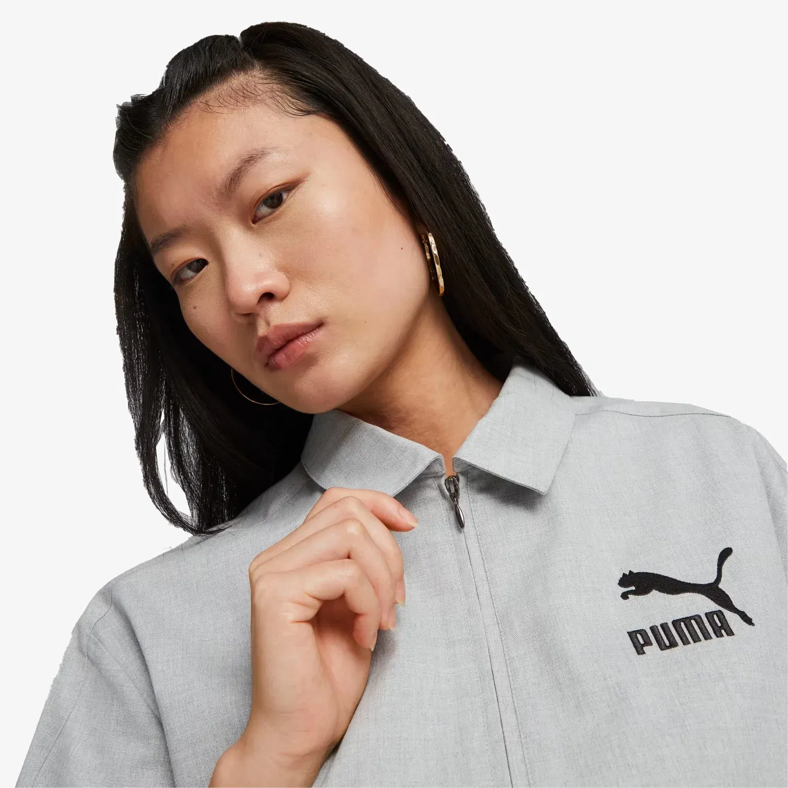 Puma LUXE SPORT T7 SHIRT { LIGHT GRAY HEATHER