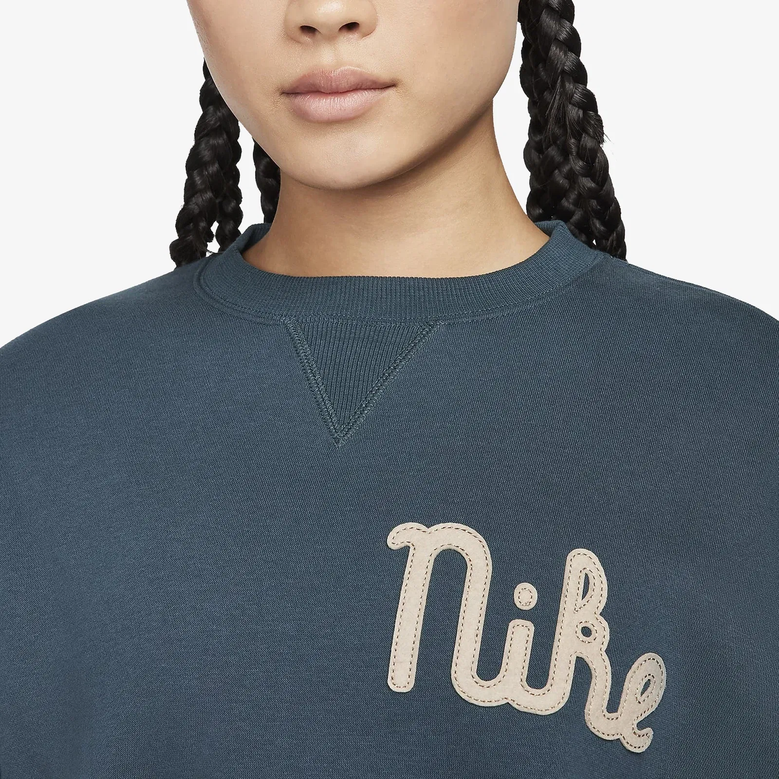 Nike CREW-NECK FLEECE SWEATSHIRT { DEEP JUNGLE/KHAKI/CAMPFIRE ORANGE