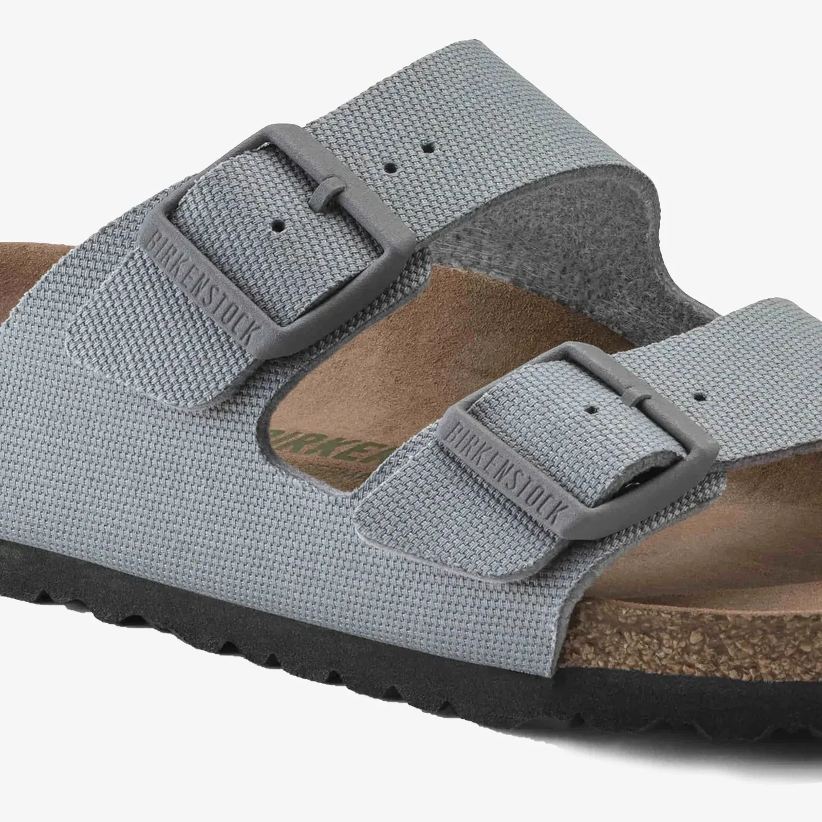Birkenstock ARIZONA VEGAN MEN TEXTILE { GRAY/STONE COIN
