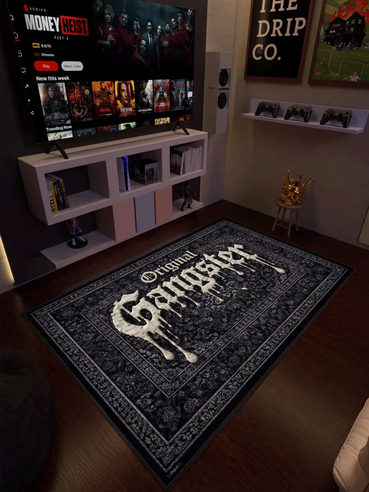 OG Gangster Black traditional design Washable Custom Rug