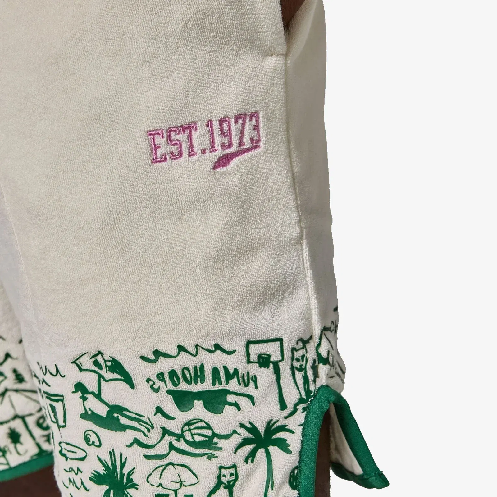 PUMA THE FAIRGROUNDS TERRY BASKETBALL SHORTS { FROSTED LVORY