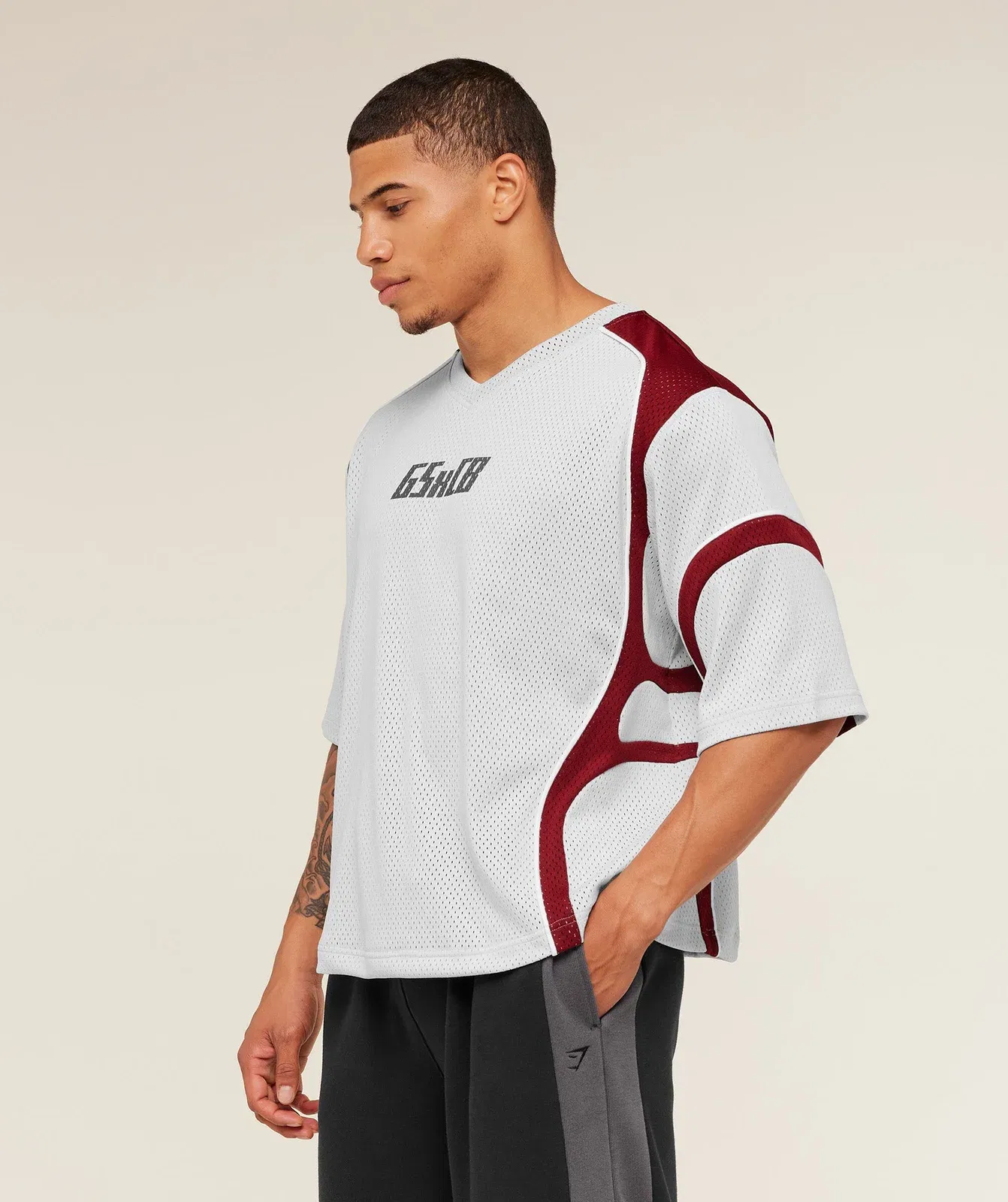 Gymshark Gymshark X Carlos Belcast Mesh Jersey Light Grey