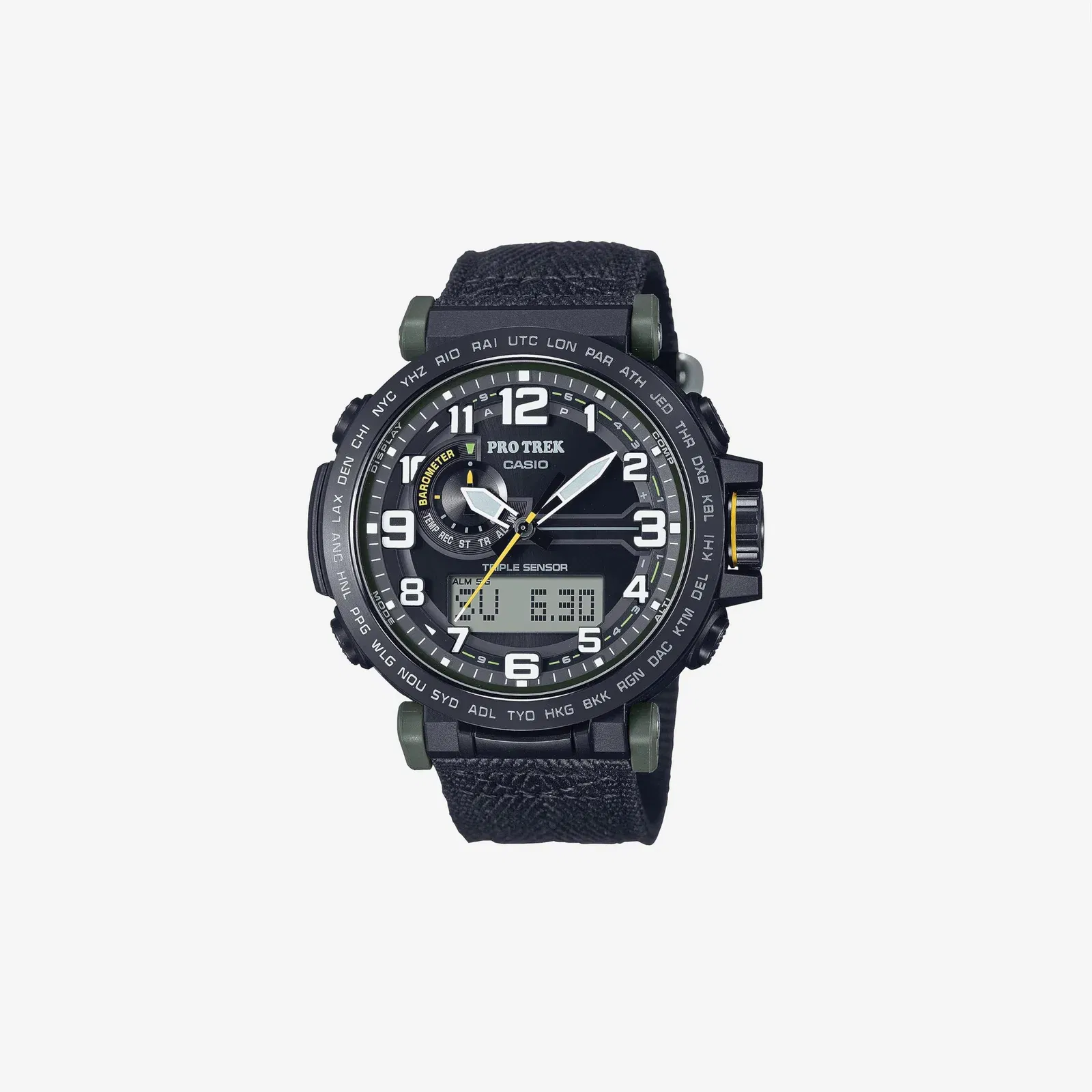 Casio PRG601 Series Pro Trek 100M WR 1-100 SEC Stop Watch Compass Alt Baro-Thermo Tough Solar Power Atomic Timekeeping Countdown Timer World Time Watch