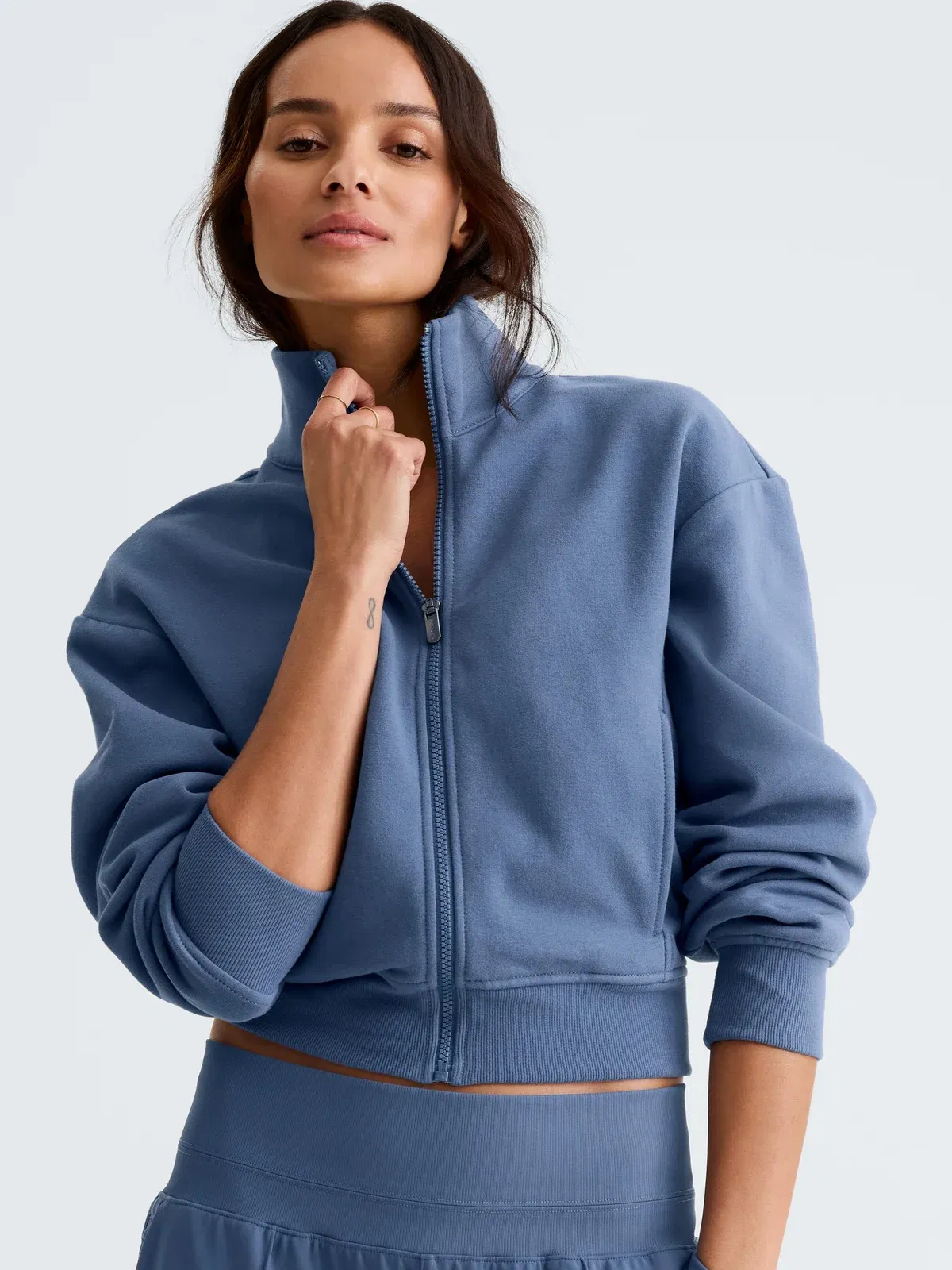 Athleta Forever Fleece Track Jacket - Blue (Celestial)