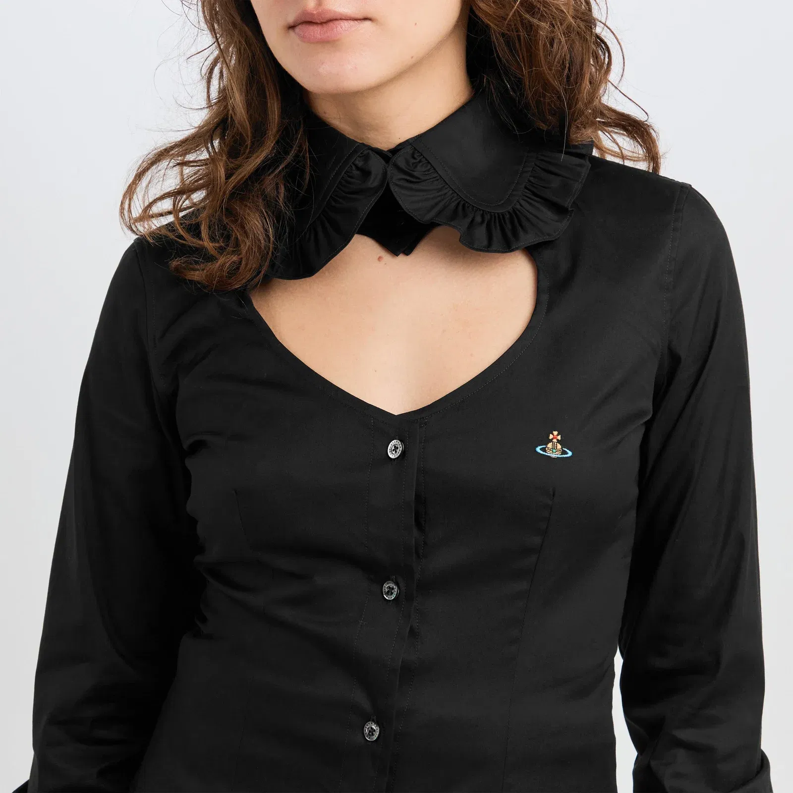 Viv Frill Short Sleeve Plain Shirt
