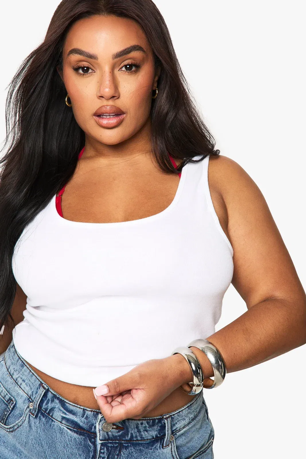 Plus Rib Scoop Neck Racer Back Vest Top