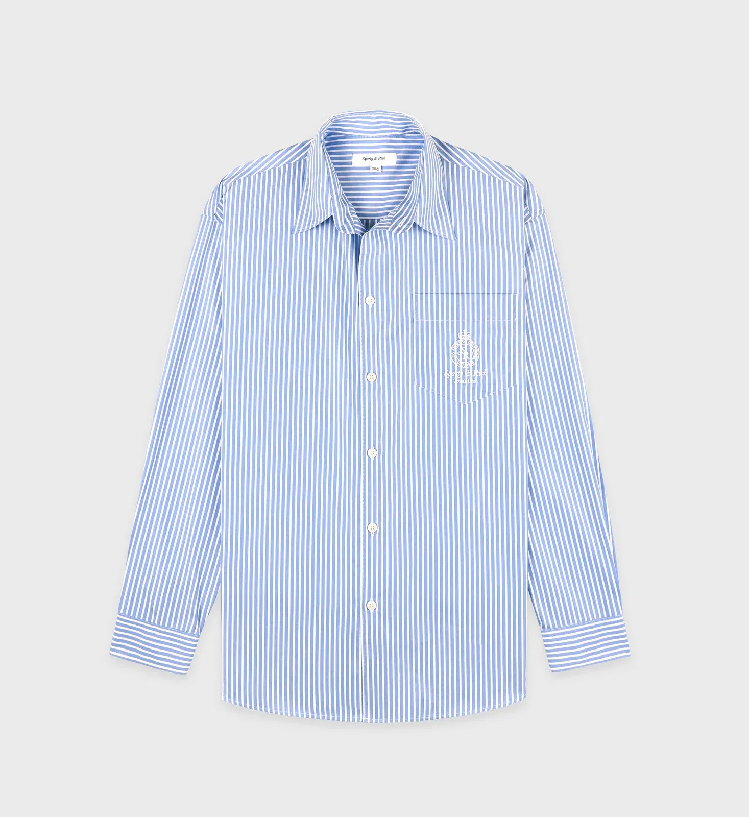 Crown Tennis Oversized Shirt - Light Blue Striped