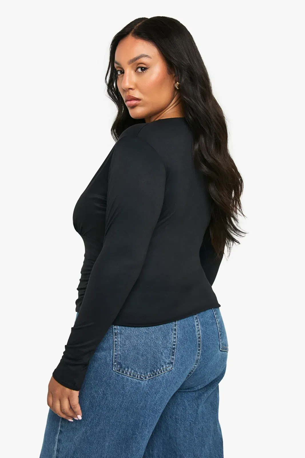 Plus Plunge Ruched Top