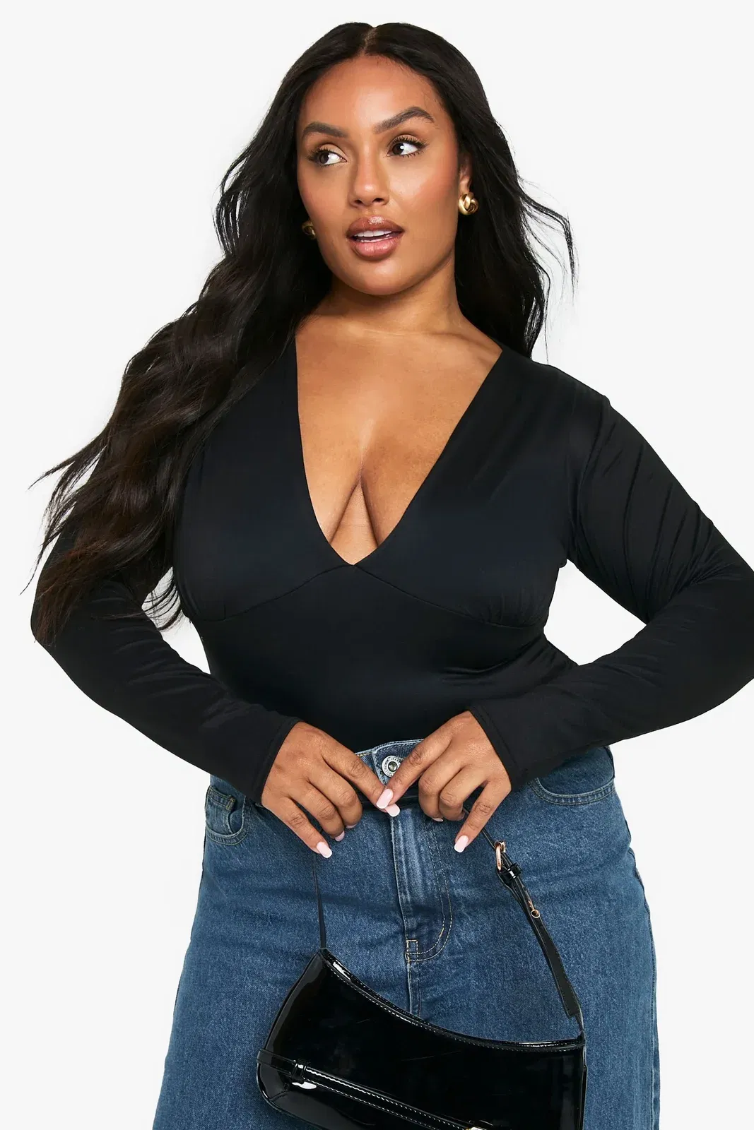 Plus Plunge Ruched Top