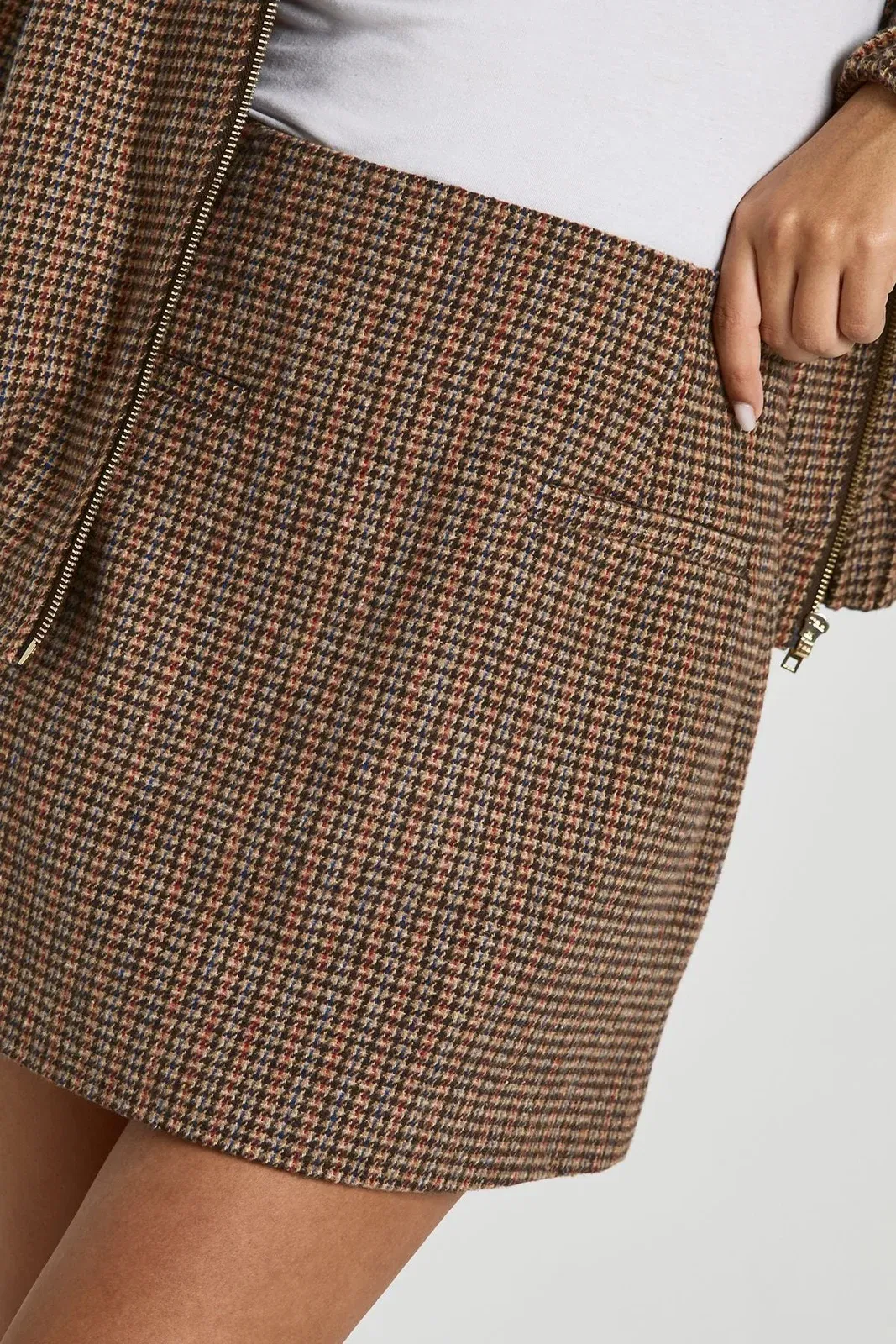 Wool Look Check Mini Skirt