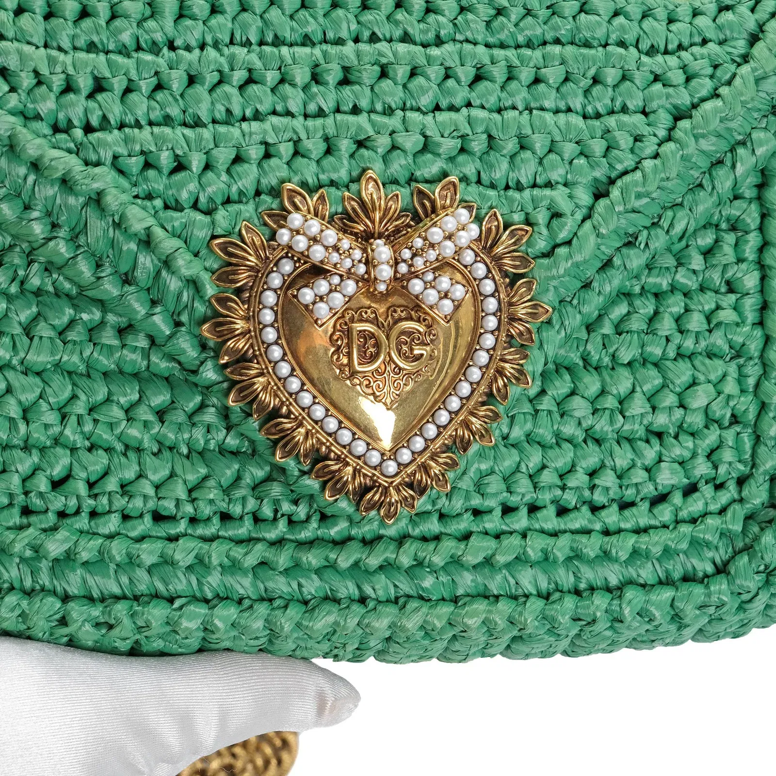 Dolce & Gabbana Green Raffia Crochet Bag