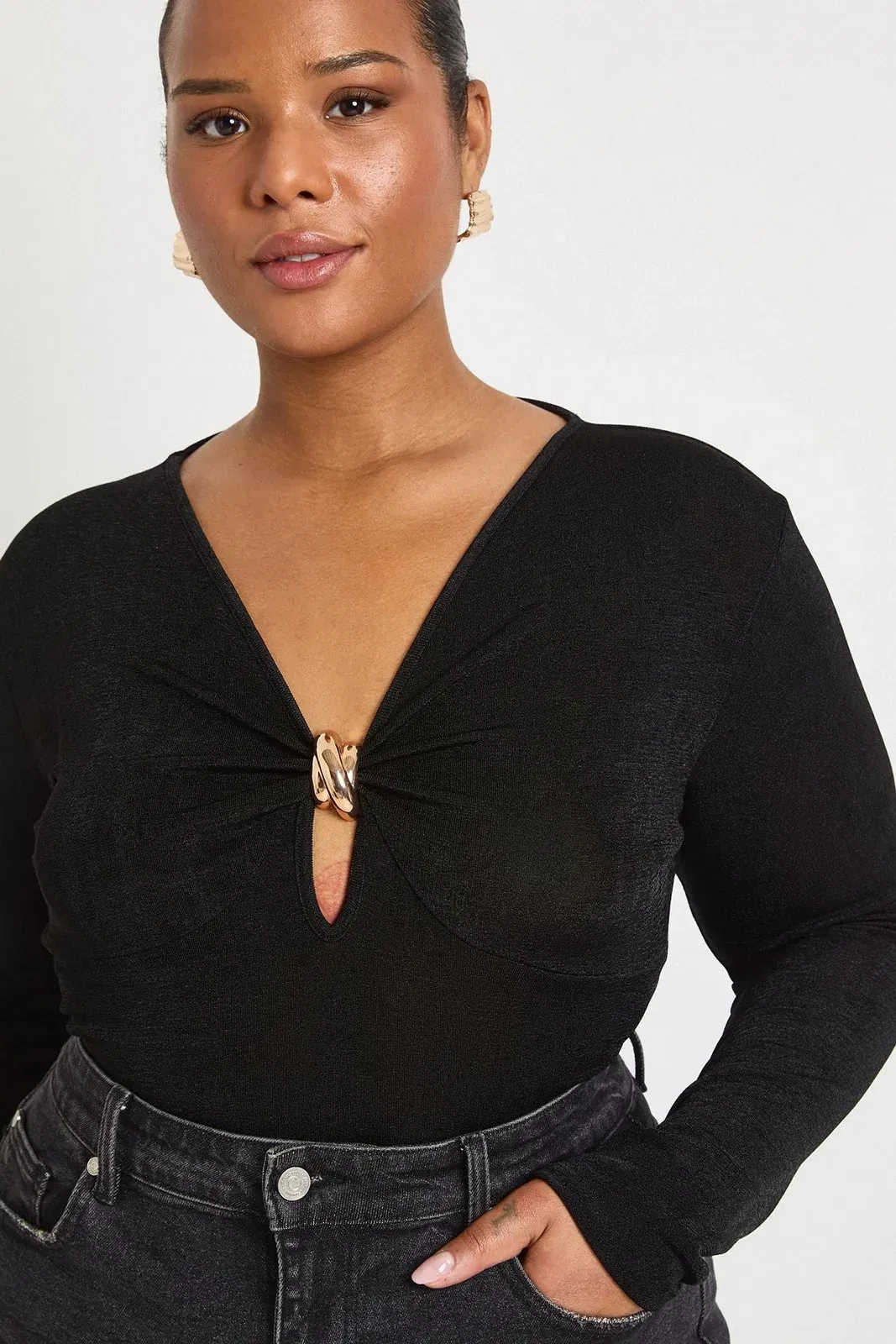 Plus Gold Trim Keyhole Bodysuit